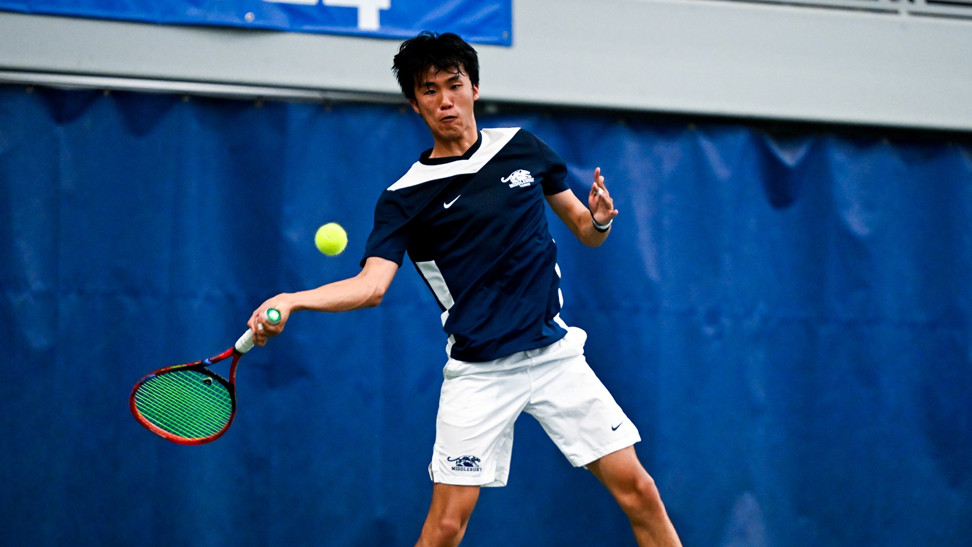 Julian Wu returns a shot during his match at the 2026 NCAA Singles Championships in Chattanooga, TN.