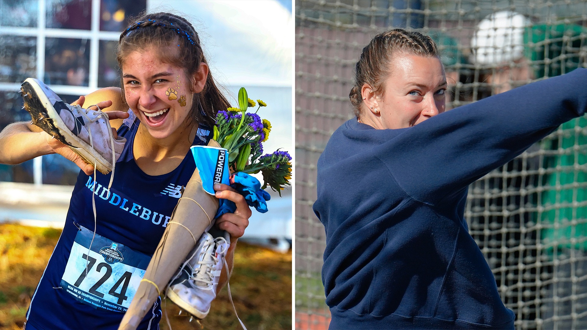 A graphic of Middlebury student athletes Audrey MacLean and Lilly Wurtz.