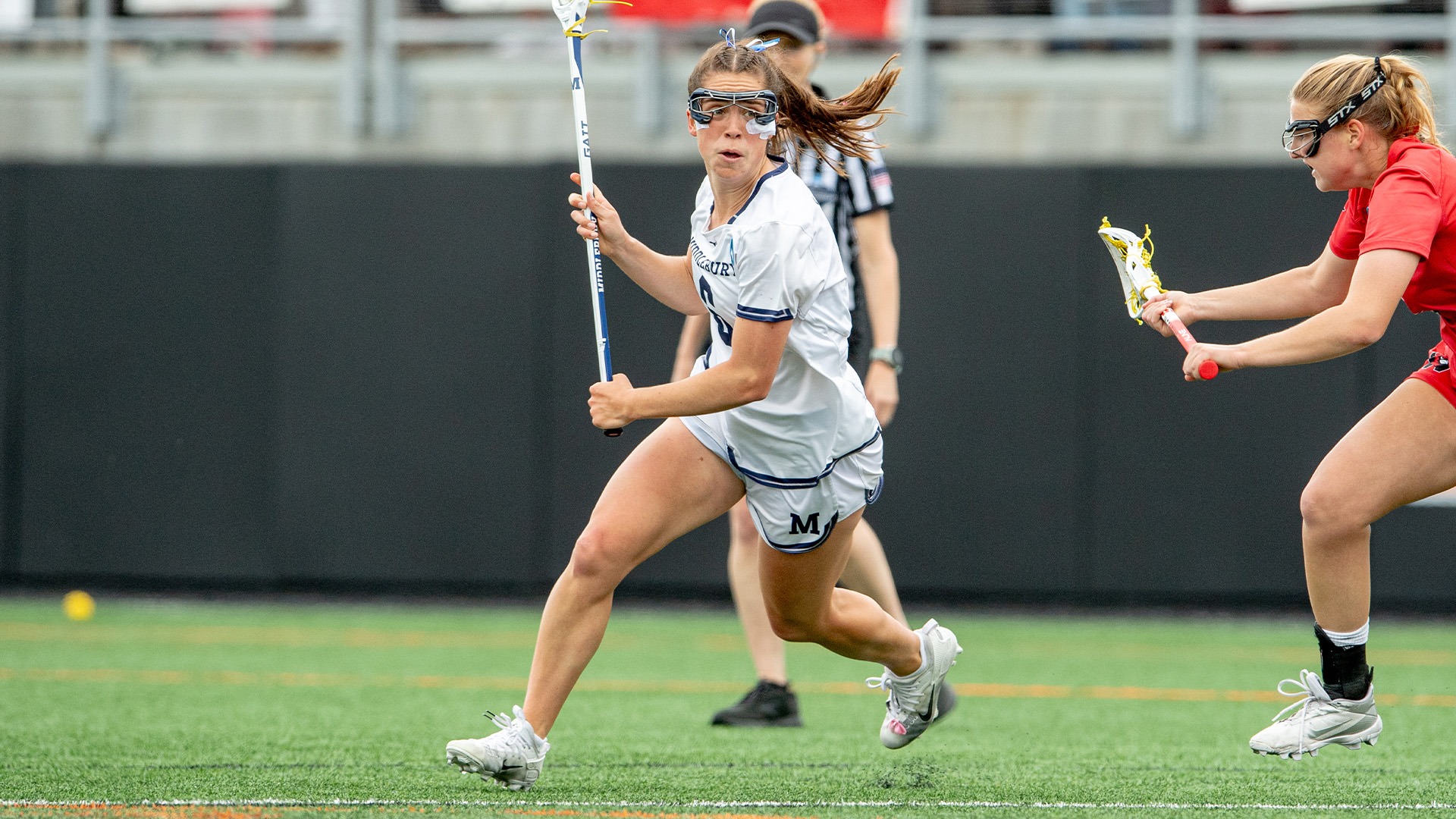 Caroline Adams facilitates a possession during the 2026 NCAA Championship against Wesleyan.