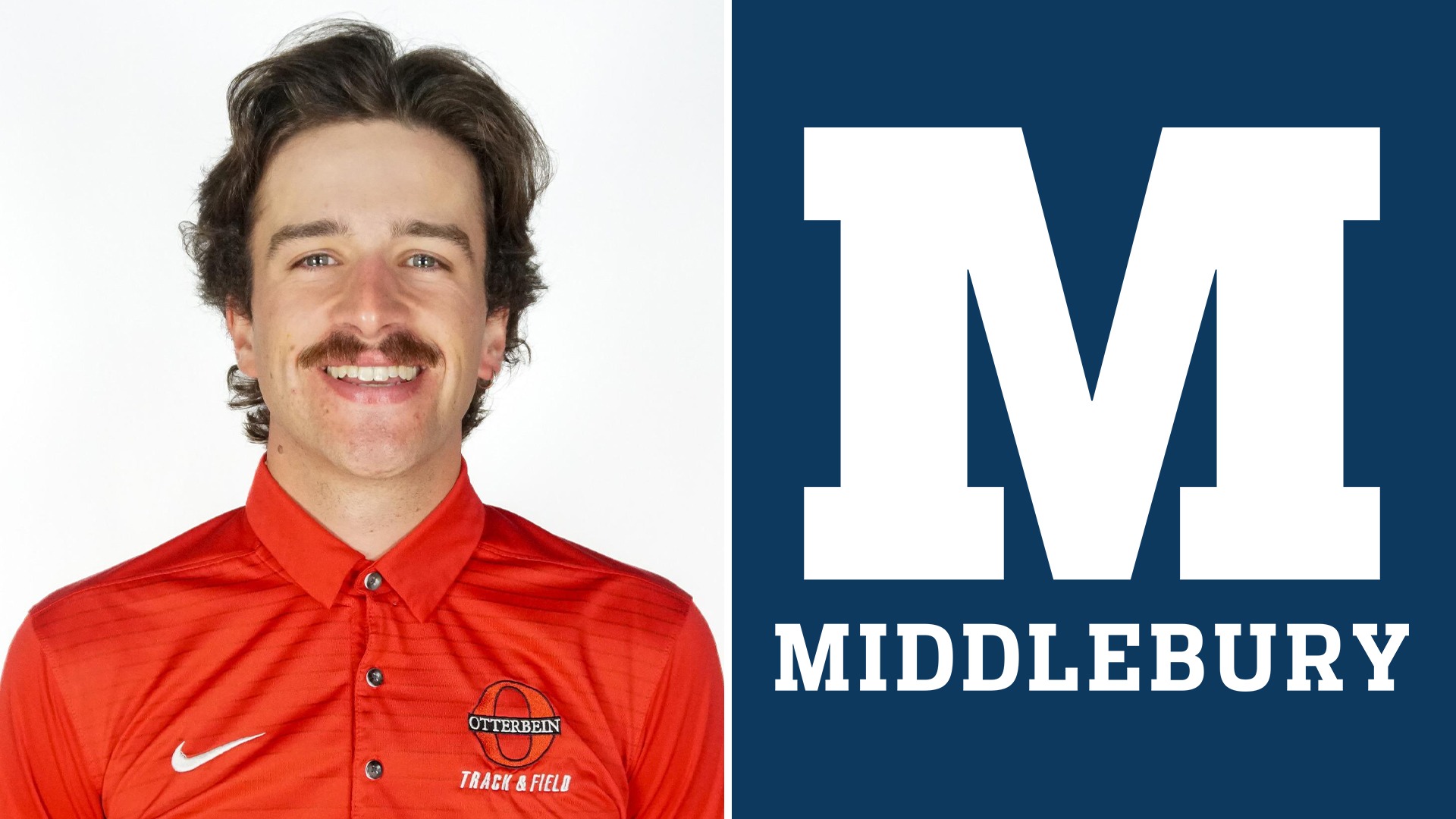 A graphic of new Middlebury track and field assistant coach Johnny LaFortune