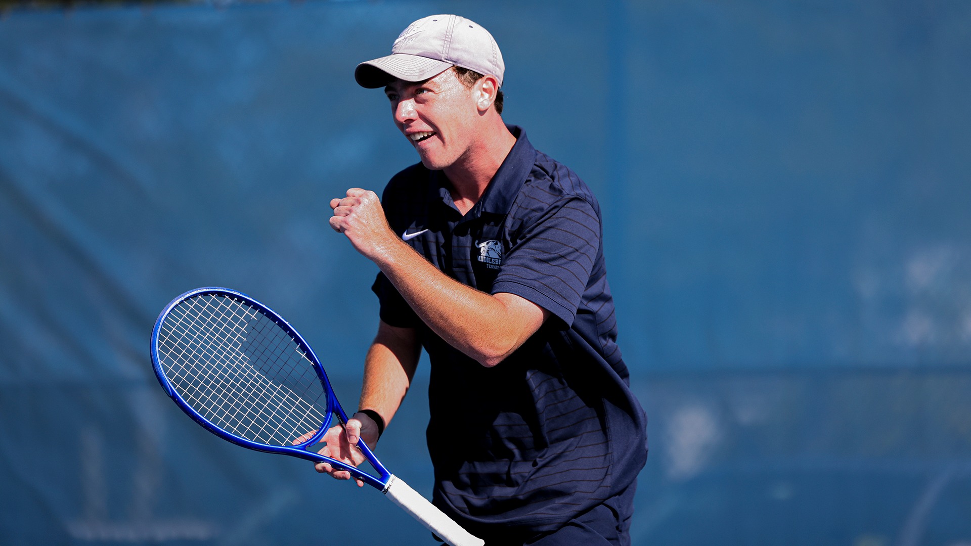 Hayden Williams celebrates after winning a point during the 2026 Middlebury Invitational.