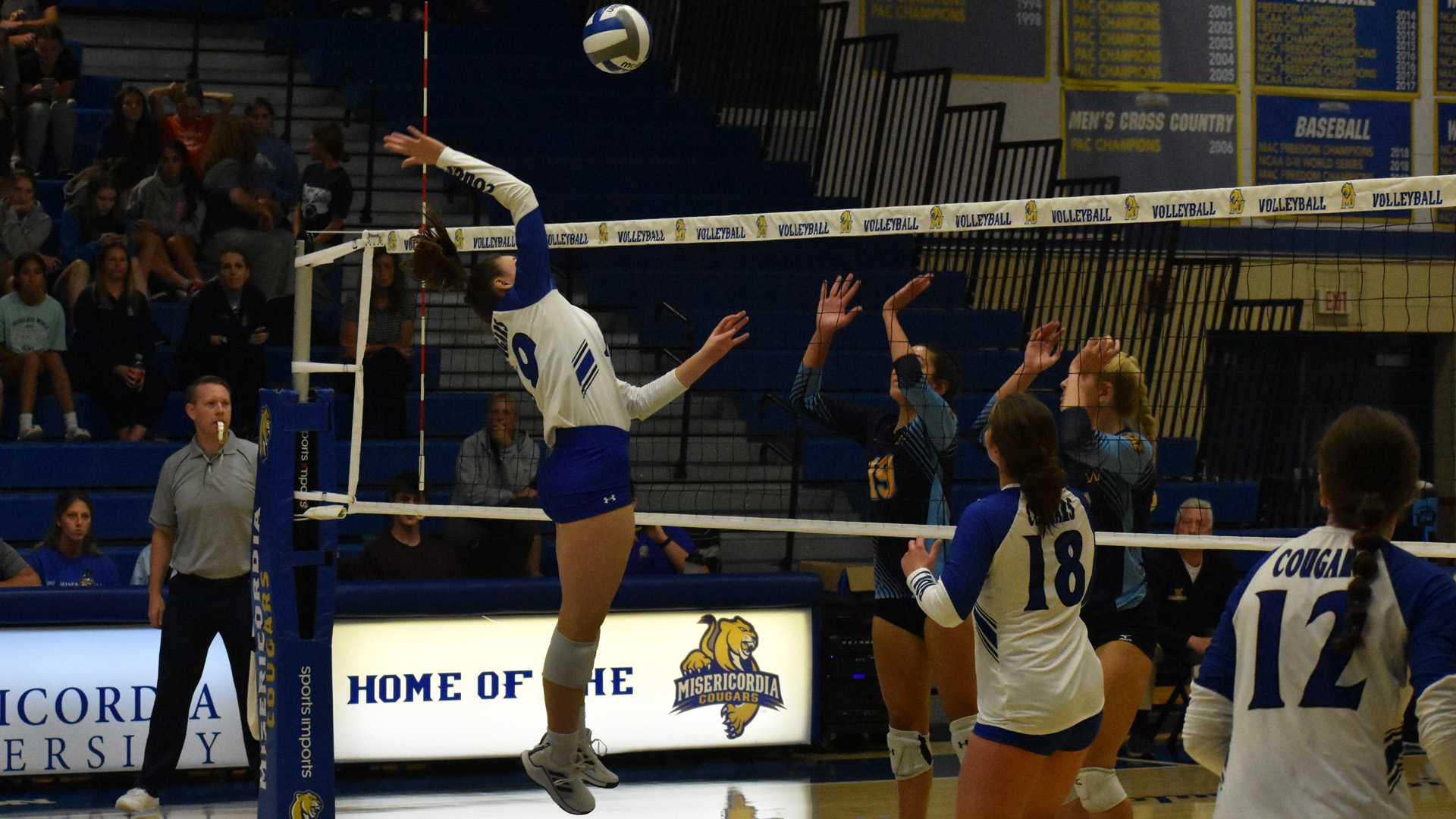 MU Volleyball Sweeps DeSales, Clinches Third Seed Misericordia