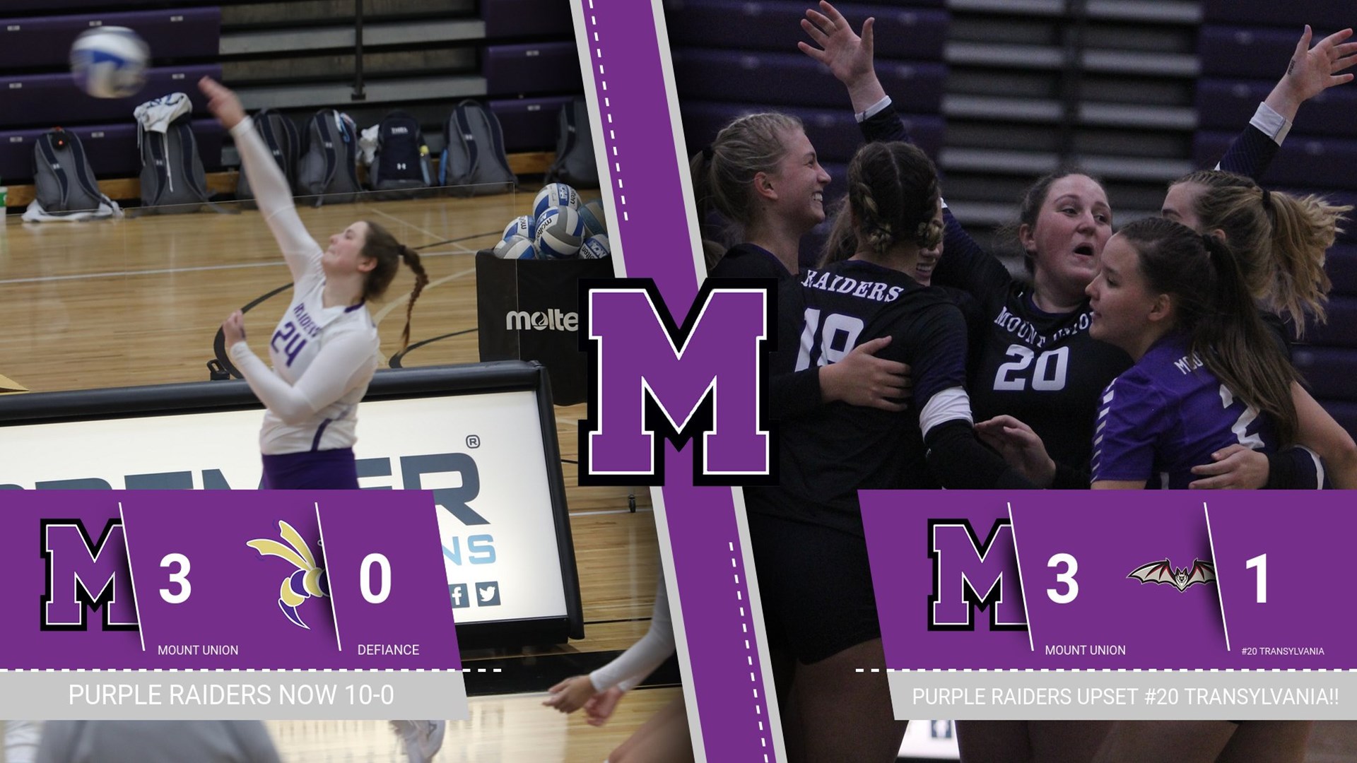 Raiders Beat Defiance and No. 20 Transylvania Friday University of Mount Union