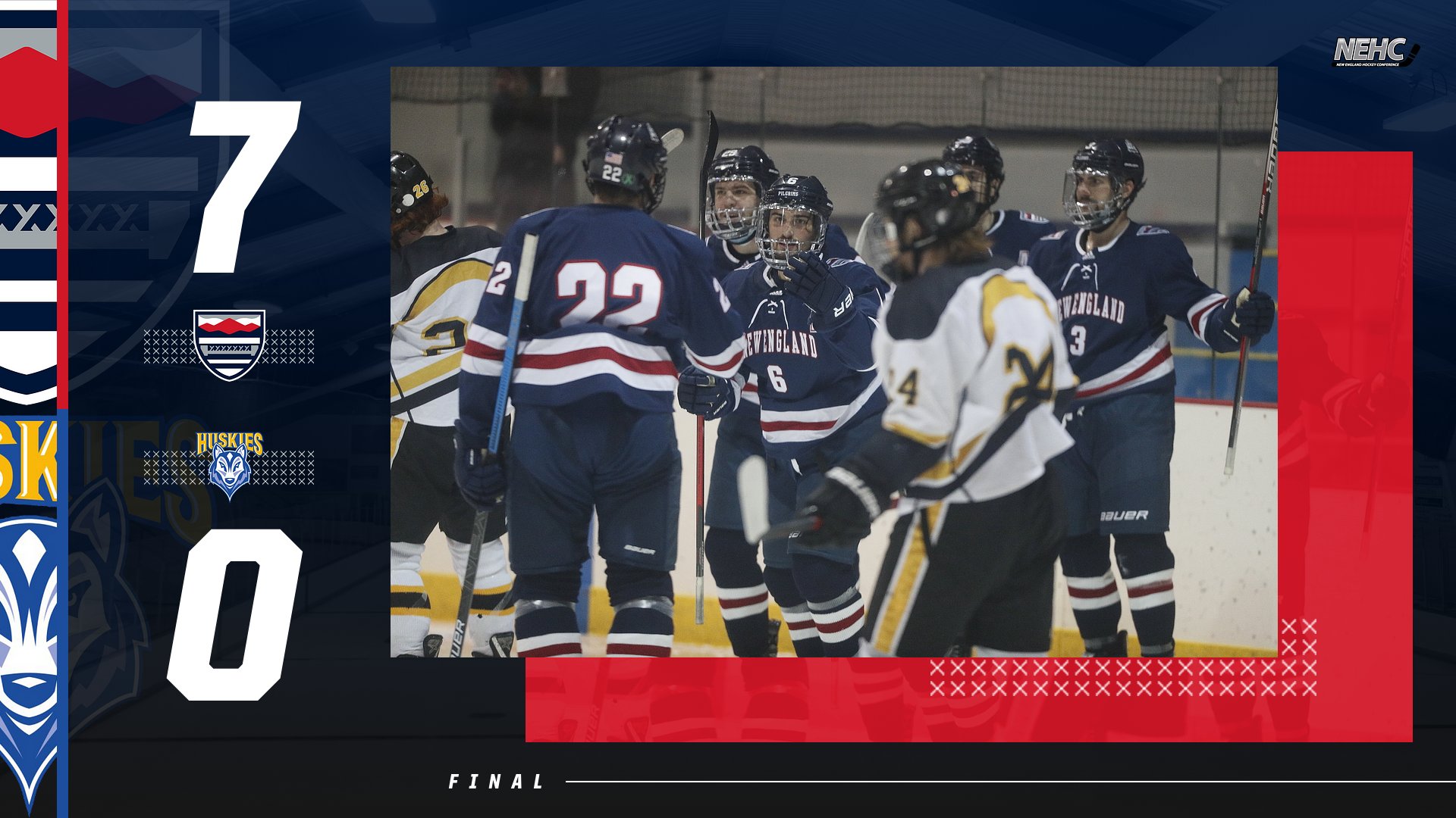 Men's Ice Hockey Routs USM, 70 New England College