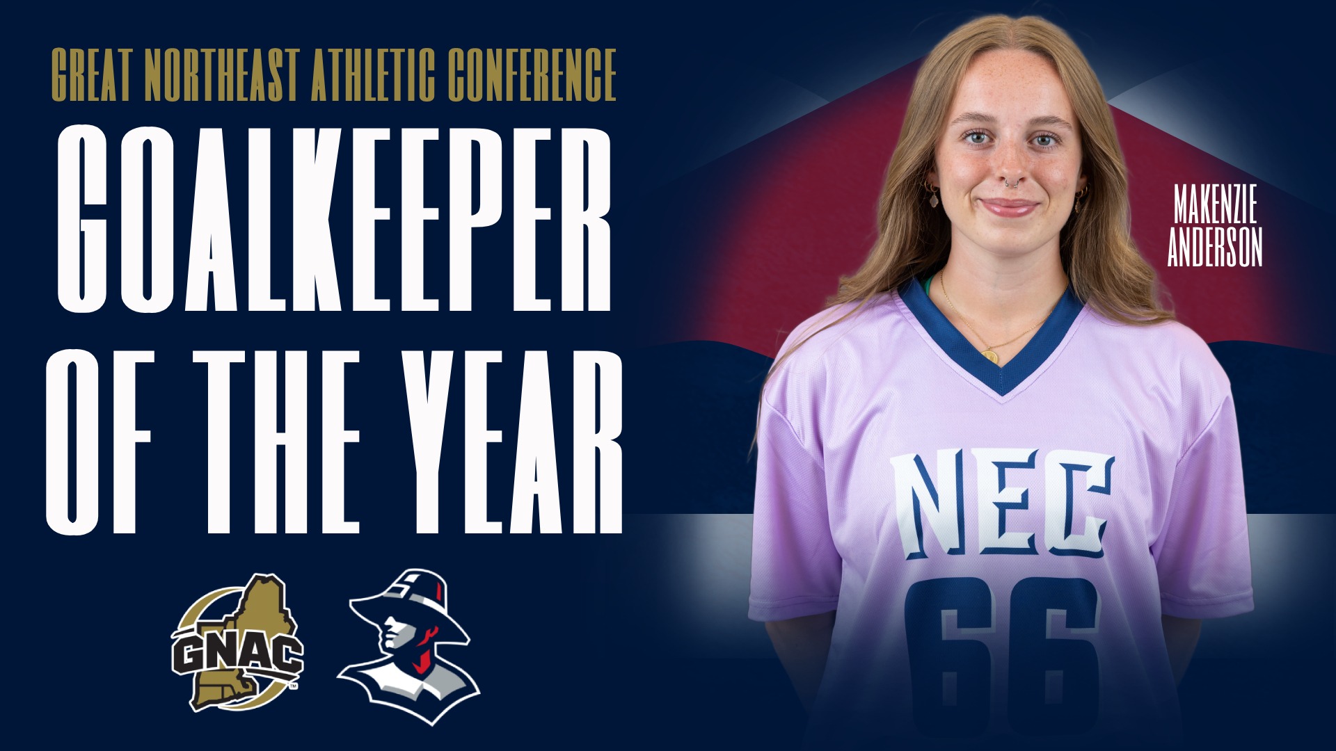 Makenzie Anderson GNAC Goalkeeper of the Year