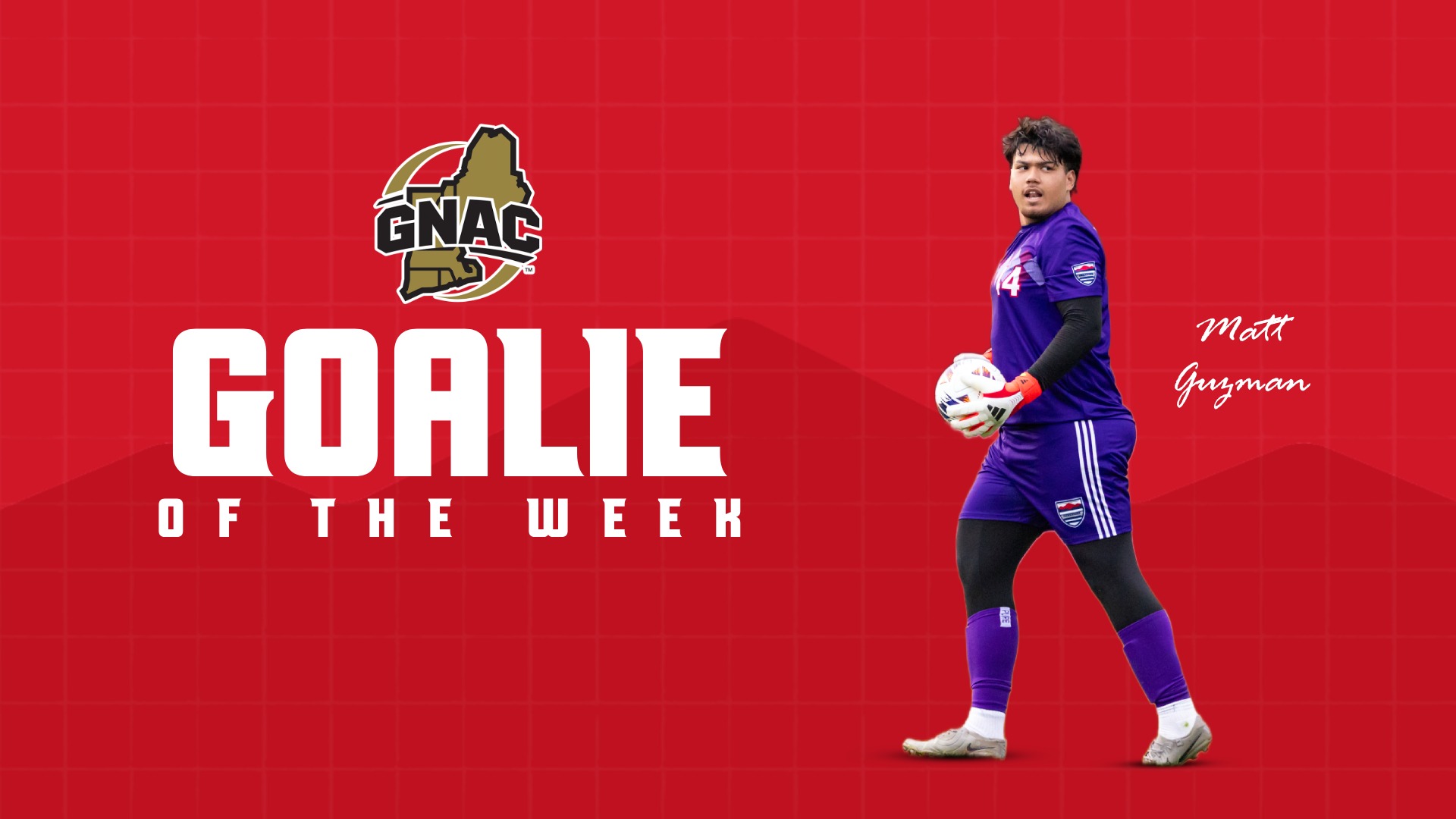 Matt Guzman GNAC Goalie of the Week