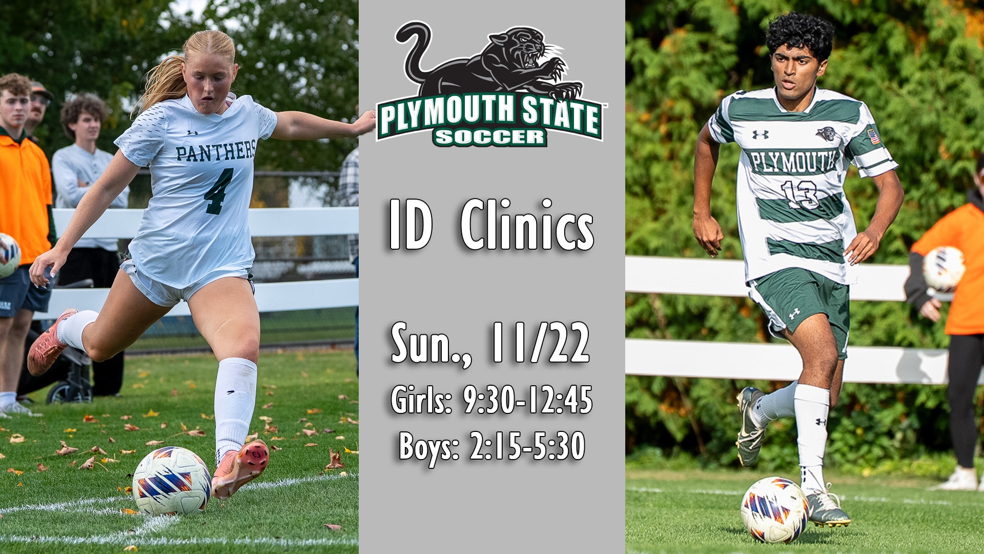Graphic announcing November PSU soccer ID clinic date