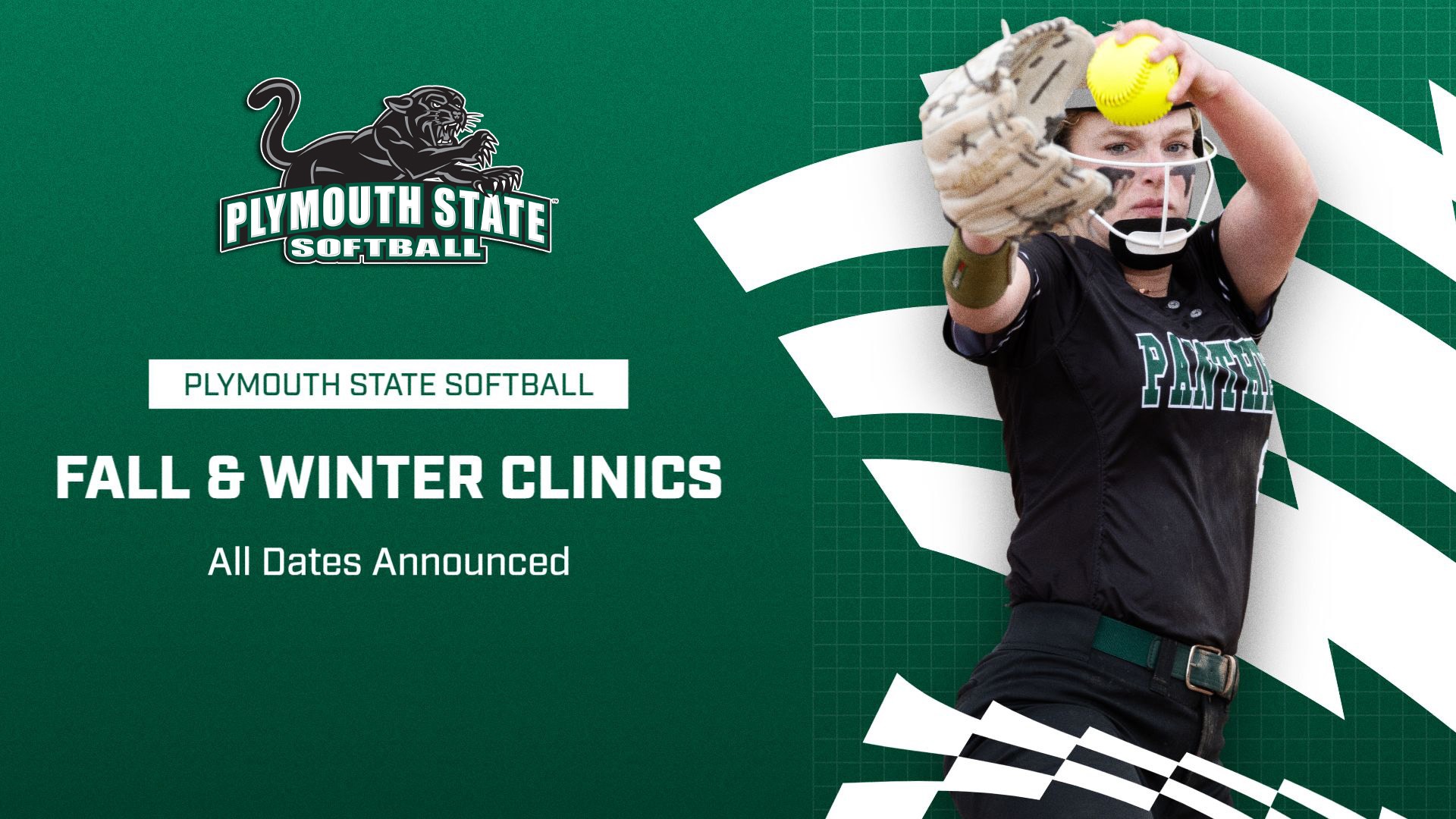 Graphic noting the announcement of fall and winter softball clinics hosted by PSU softball
