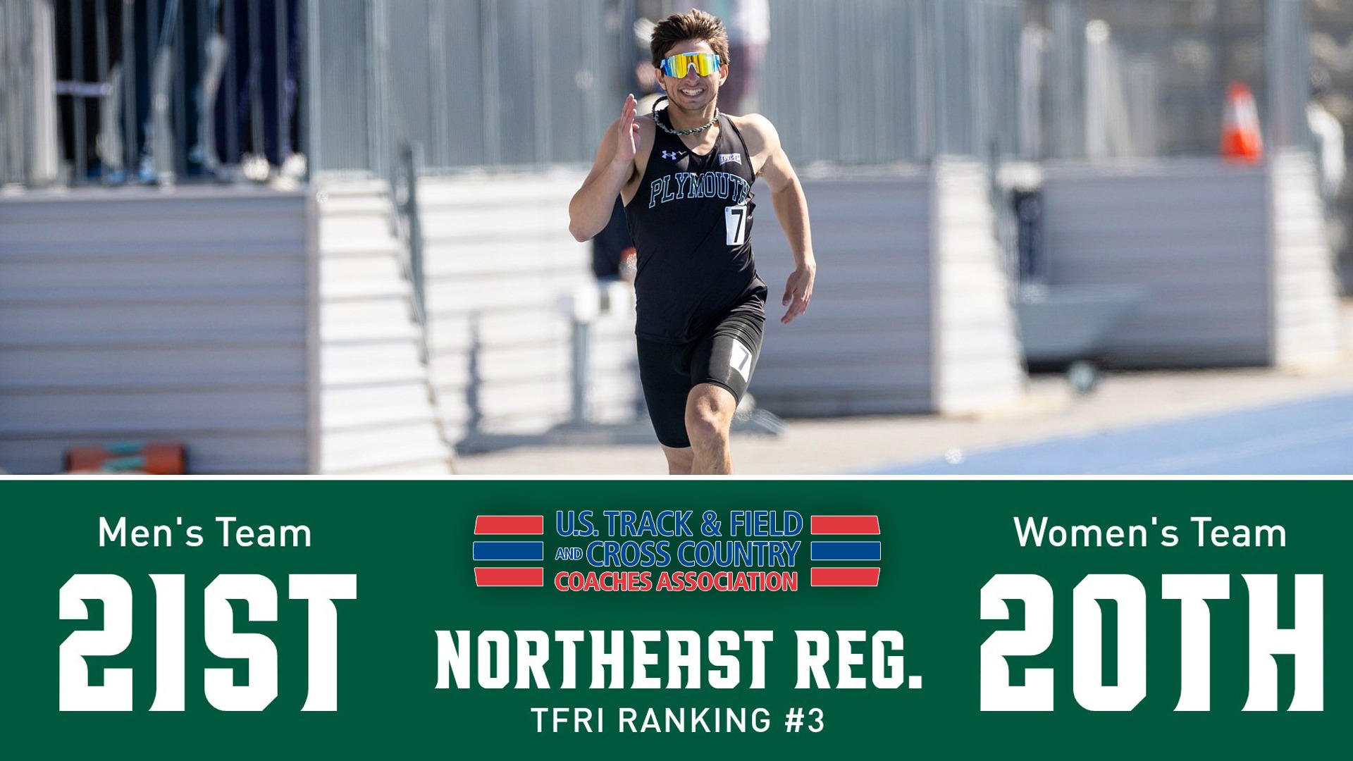 Track teams ranked in Northeast Region - men 21st, women 20th