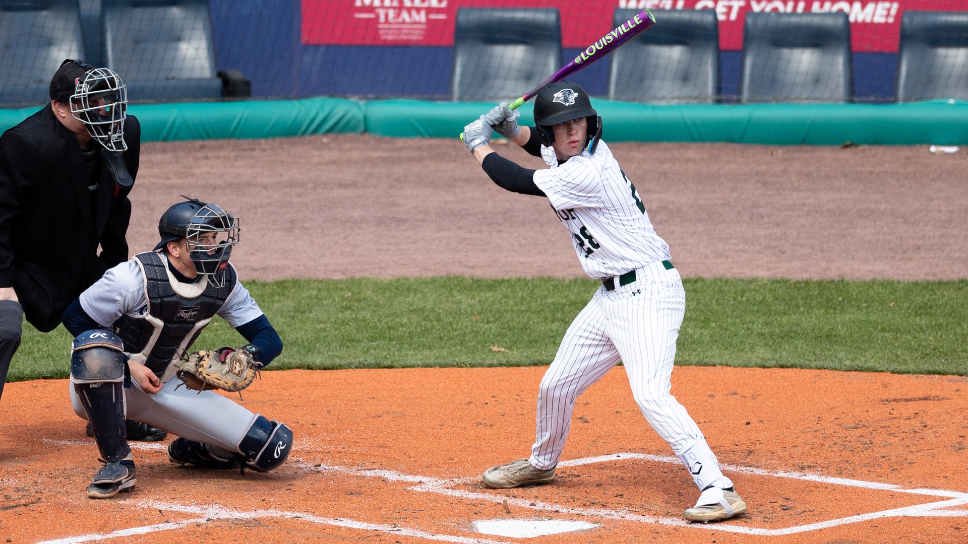 Joey Dronzank bats against Eastern Connecticut