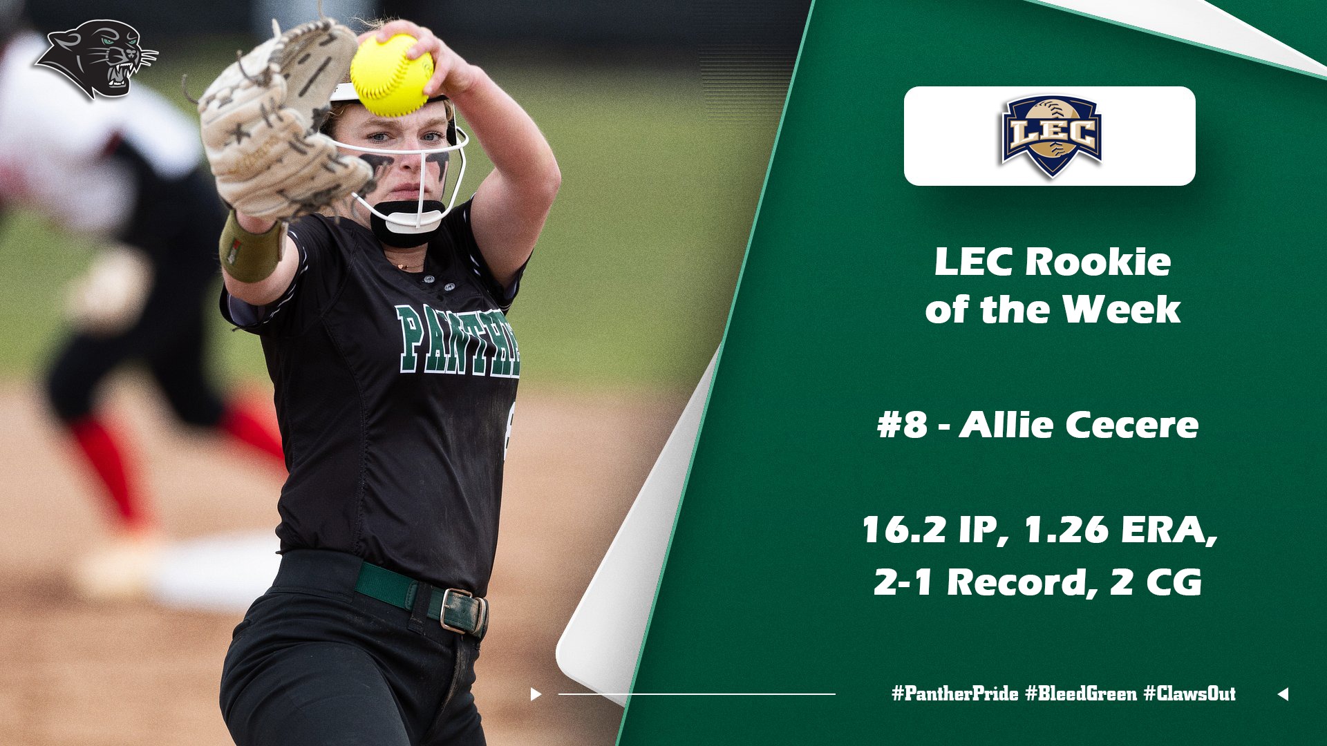 Softball pitcher Allie Cecere is LEC Rookie of the Week
