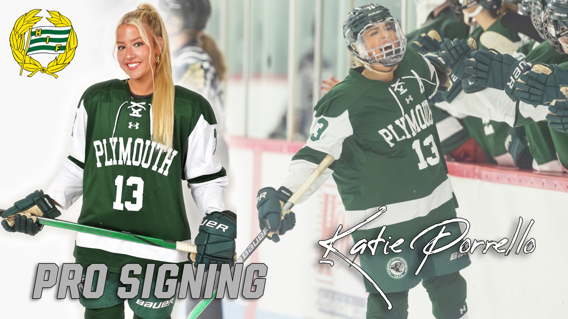 Katie Porrello signs a professional contract in ice hockey