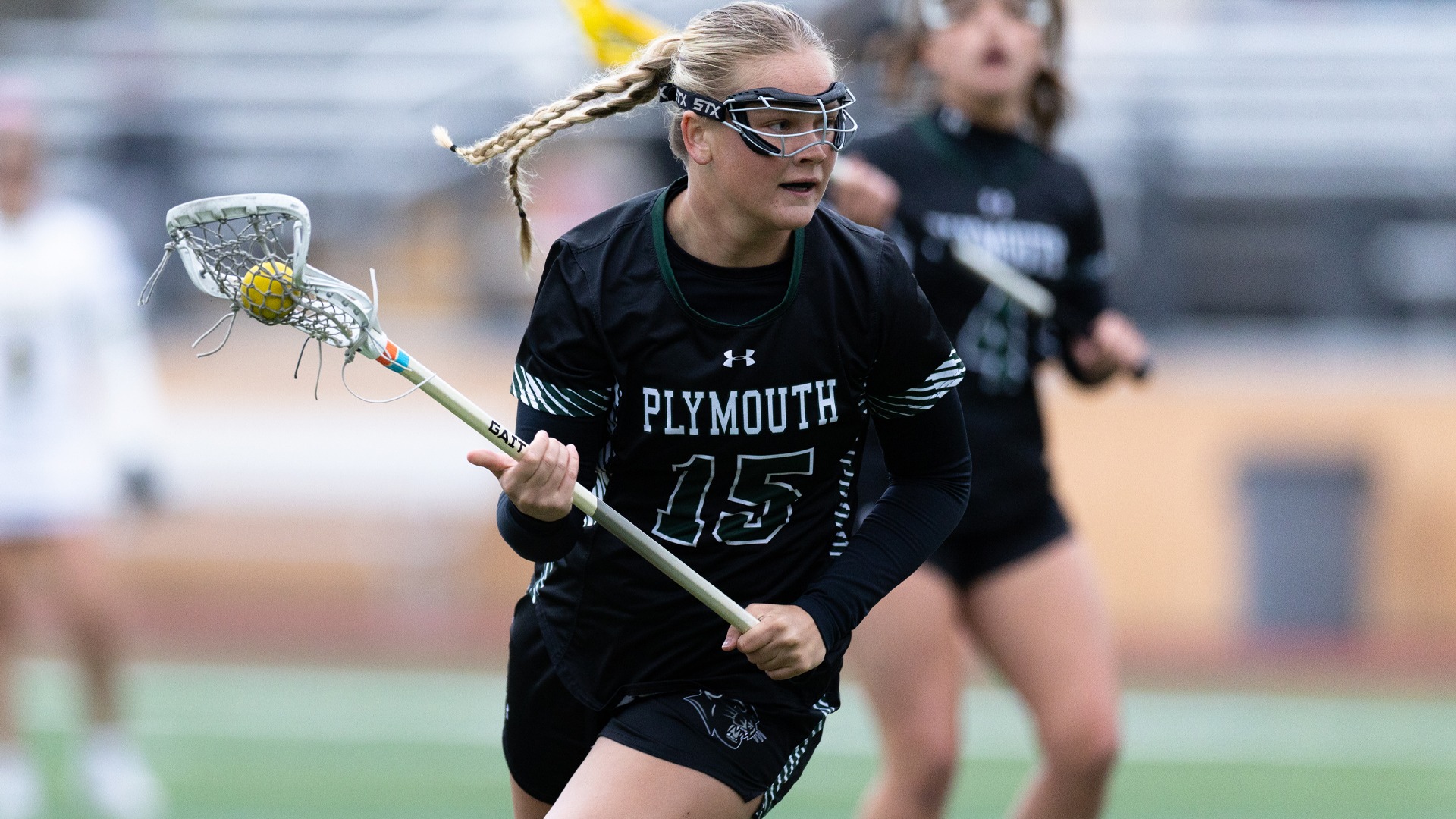 Claire Joyce heads to the goal at Framingham State