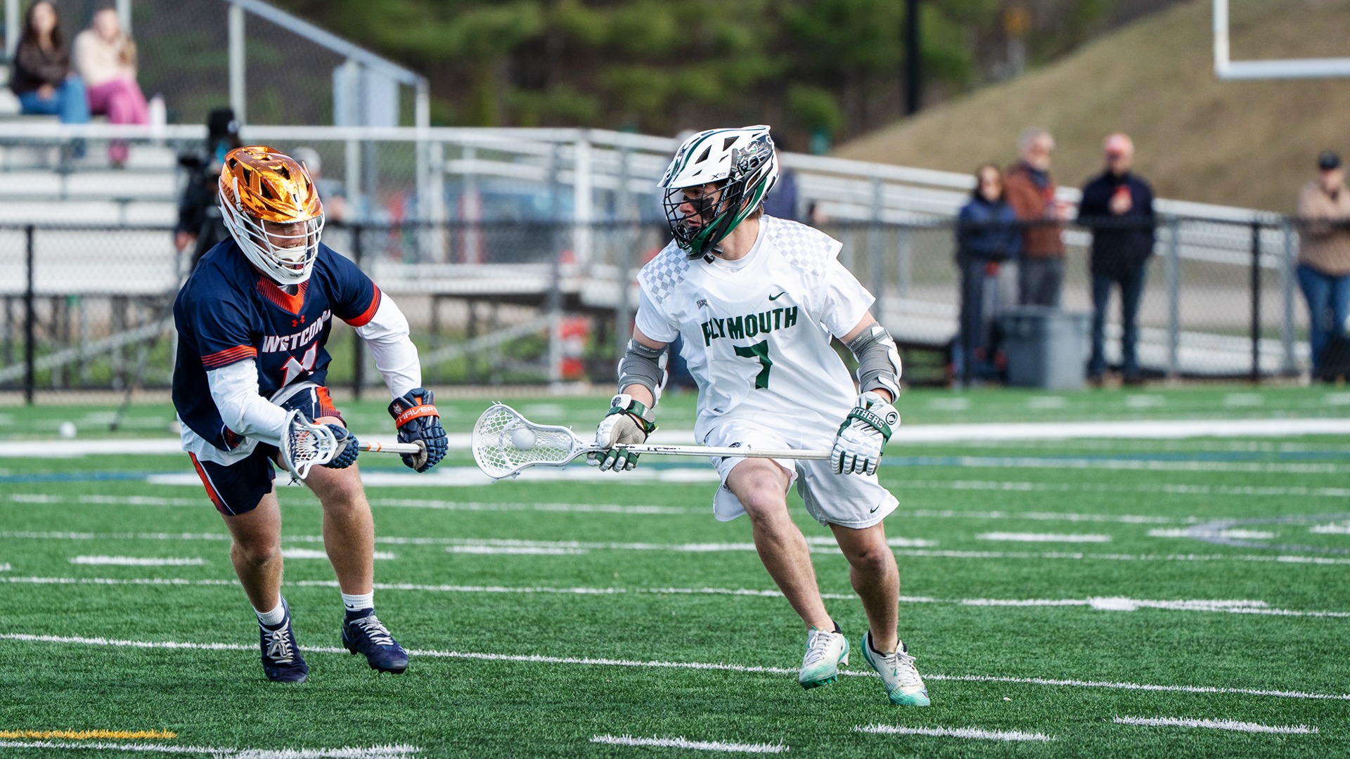 Hunter Richards attempts to get past a defender against WestConn