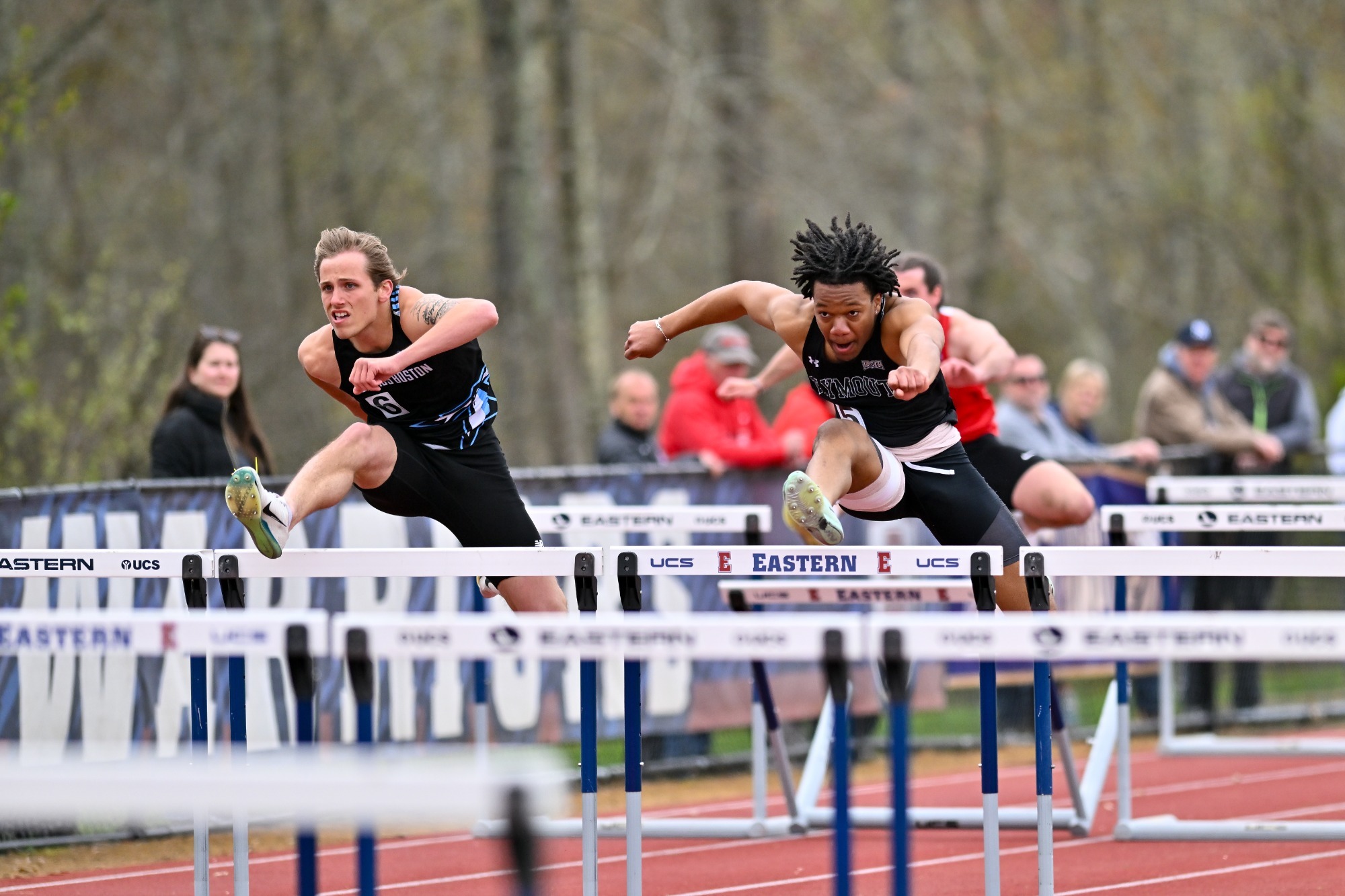 Elijah Thomas clears the hurdle at the LEC Championship