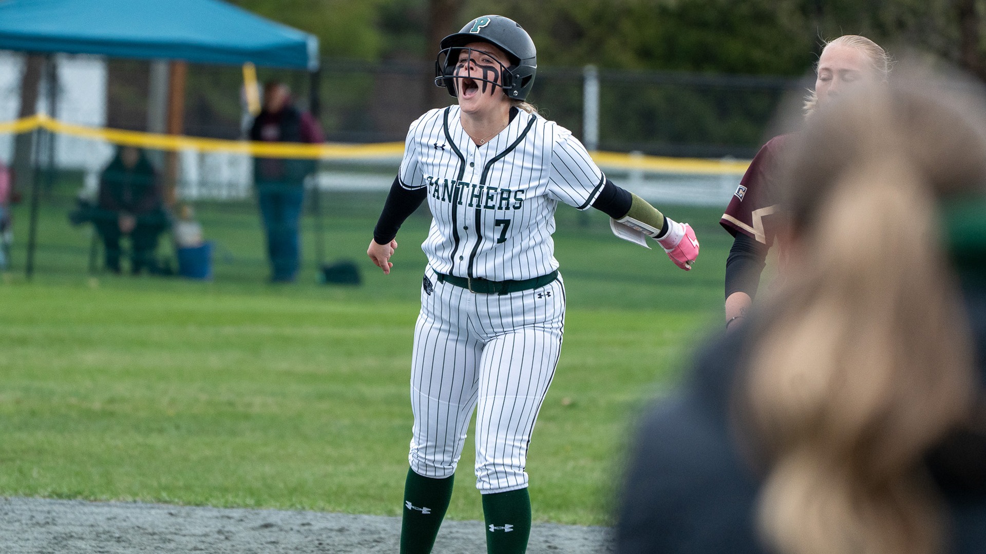 Abbey Nezuch celebrates after doubling against RIC