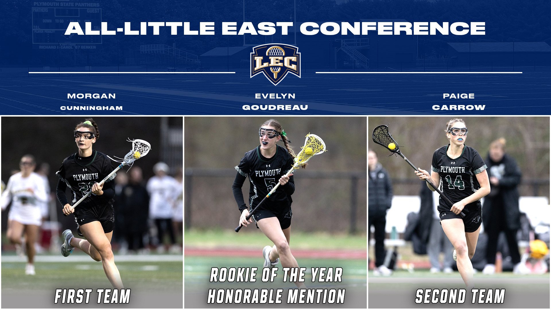 Evelyn Goudreau, Morgan Cunningham and Paige Carrow earn All-Little East Conference postseason honors