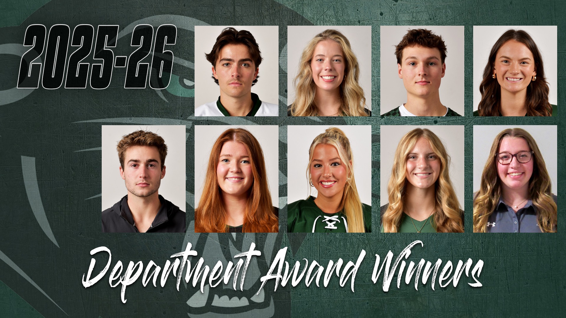 Graphic showing the headshots for the nine winners of the PSU Athletic Department Awards