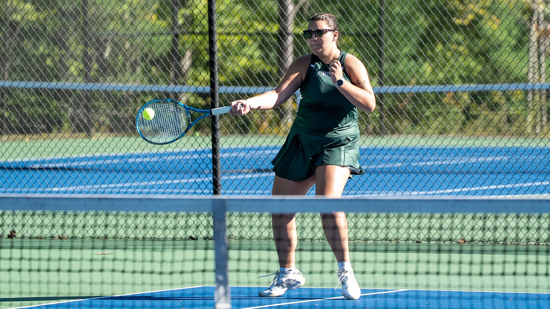 Sidney Huff slams a forehand in recent action