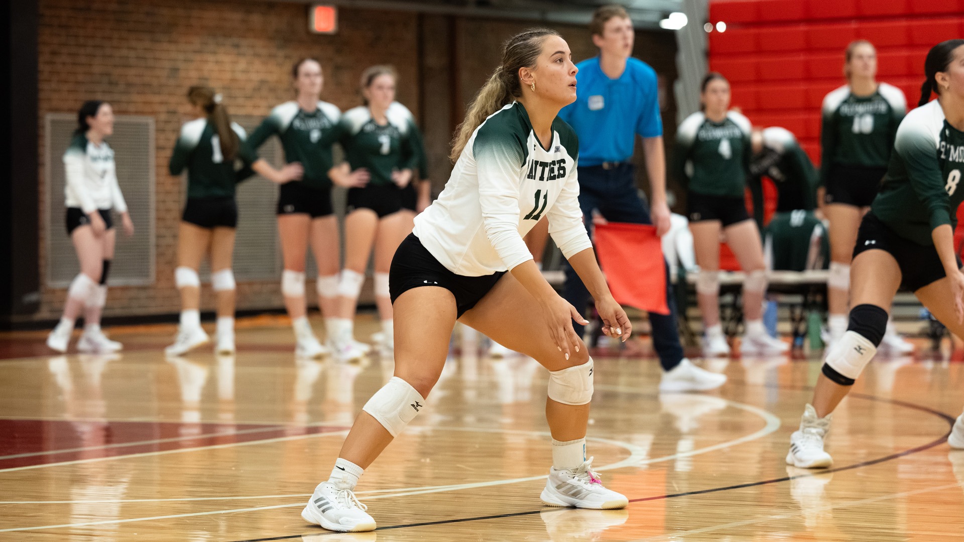 Christa Imbriano gets ready to receive a serve in recent action