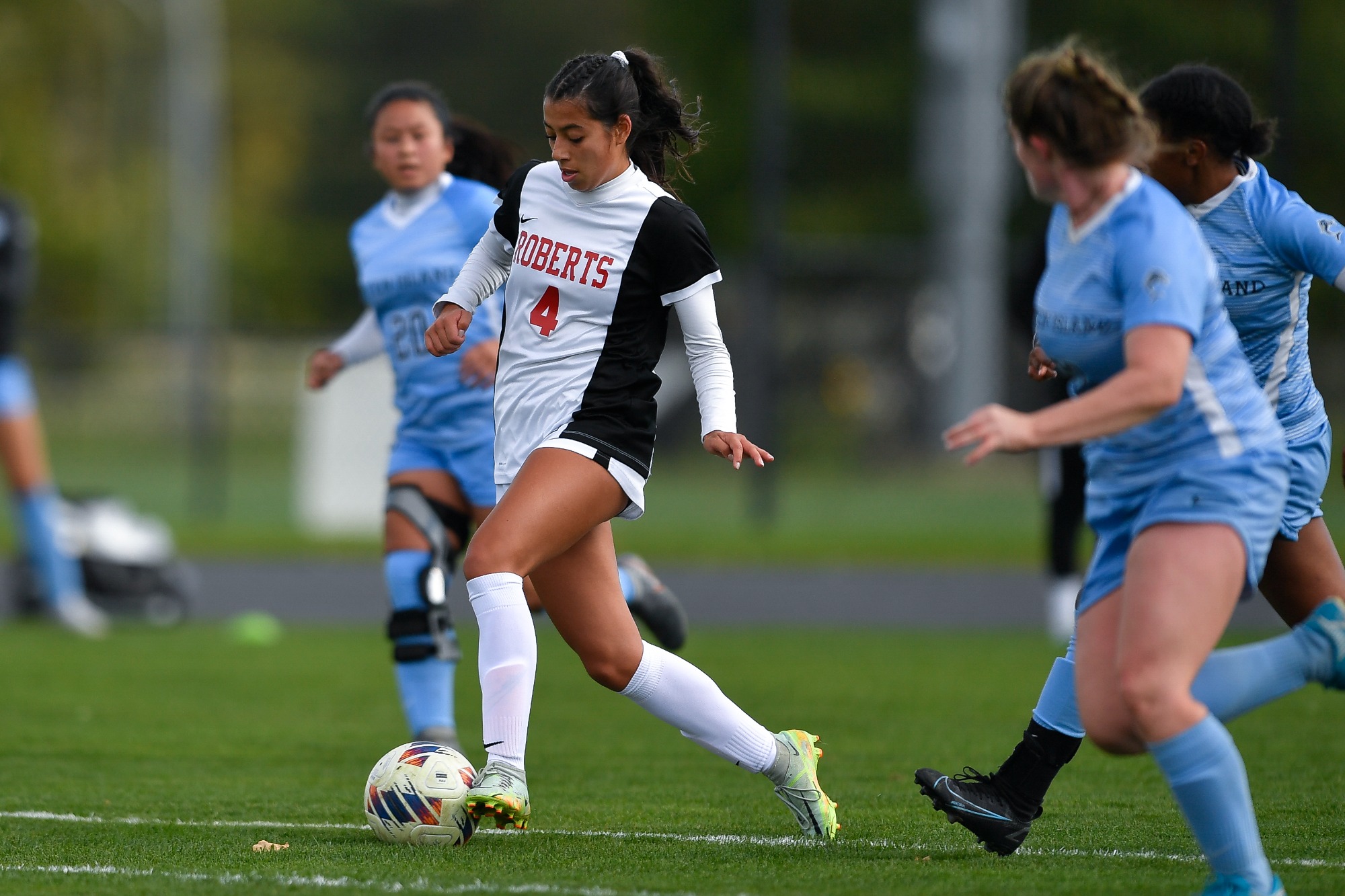 Roberts Wesleyan's Kaeleigh Romero during an NCAA college soccer game against the College of Staten Island in Rochester, N.Y., Saturday, Oct. 8, 2022.