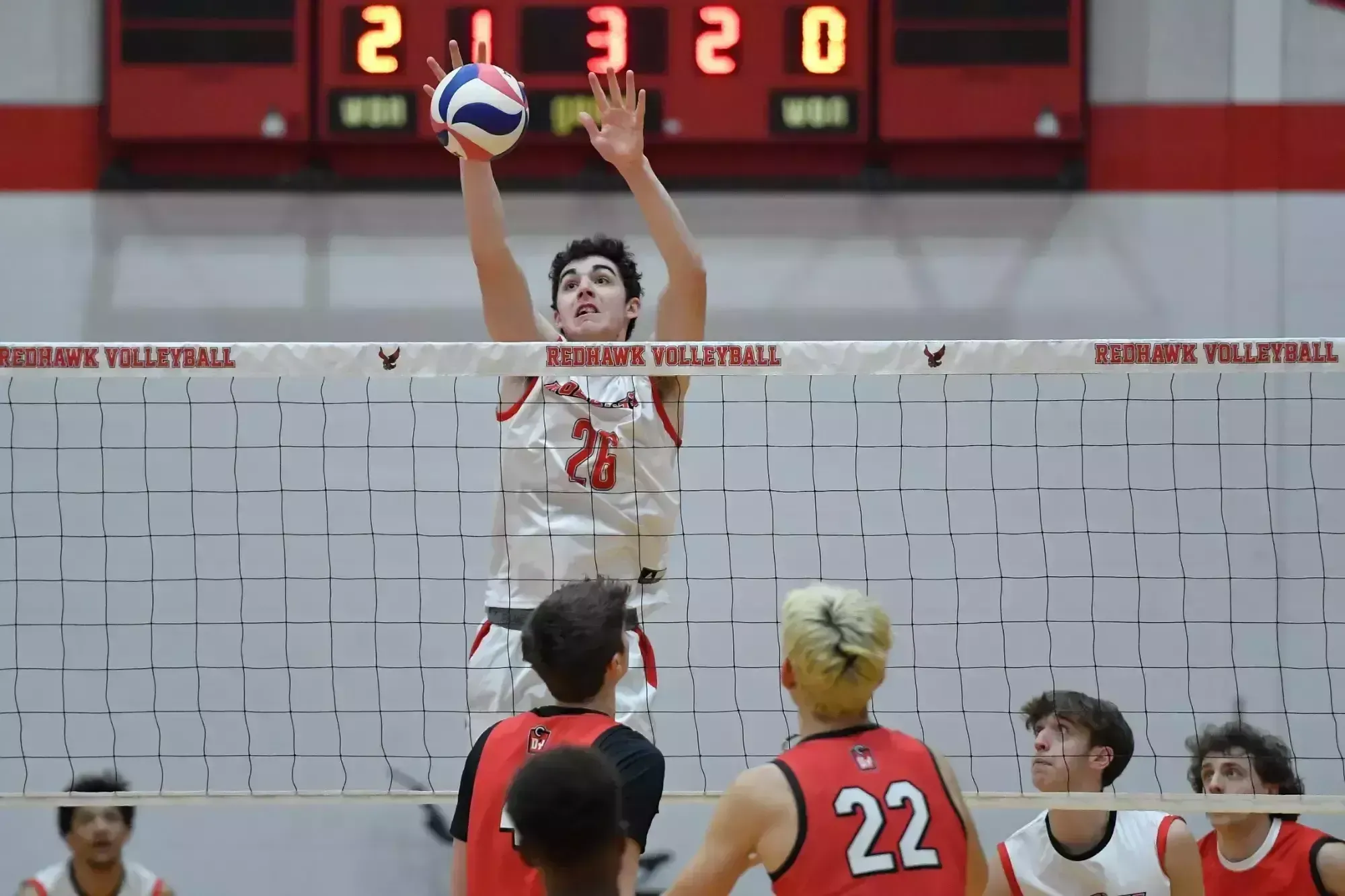 Jordan Hoover plays during an NCAA men's volleyball match against D'Youville University, Saturday, Jan. 10, 2026, in Rochester, N.Y.
