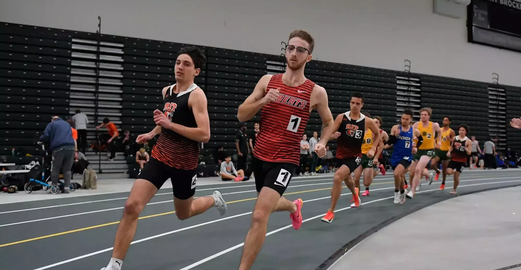 Jackson Doran runs to a first-place finish in the 3K race at SUNY Brockport on Jan. 17, 2026.