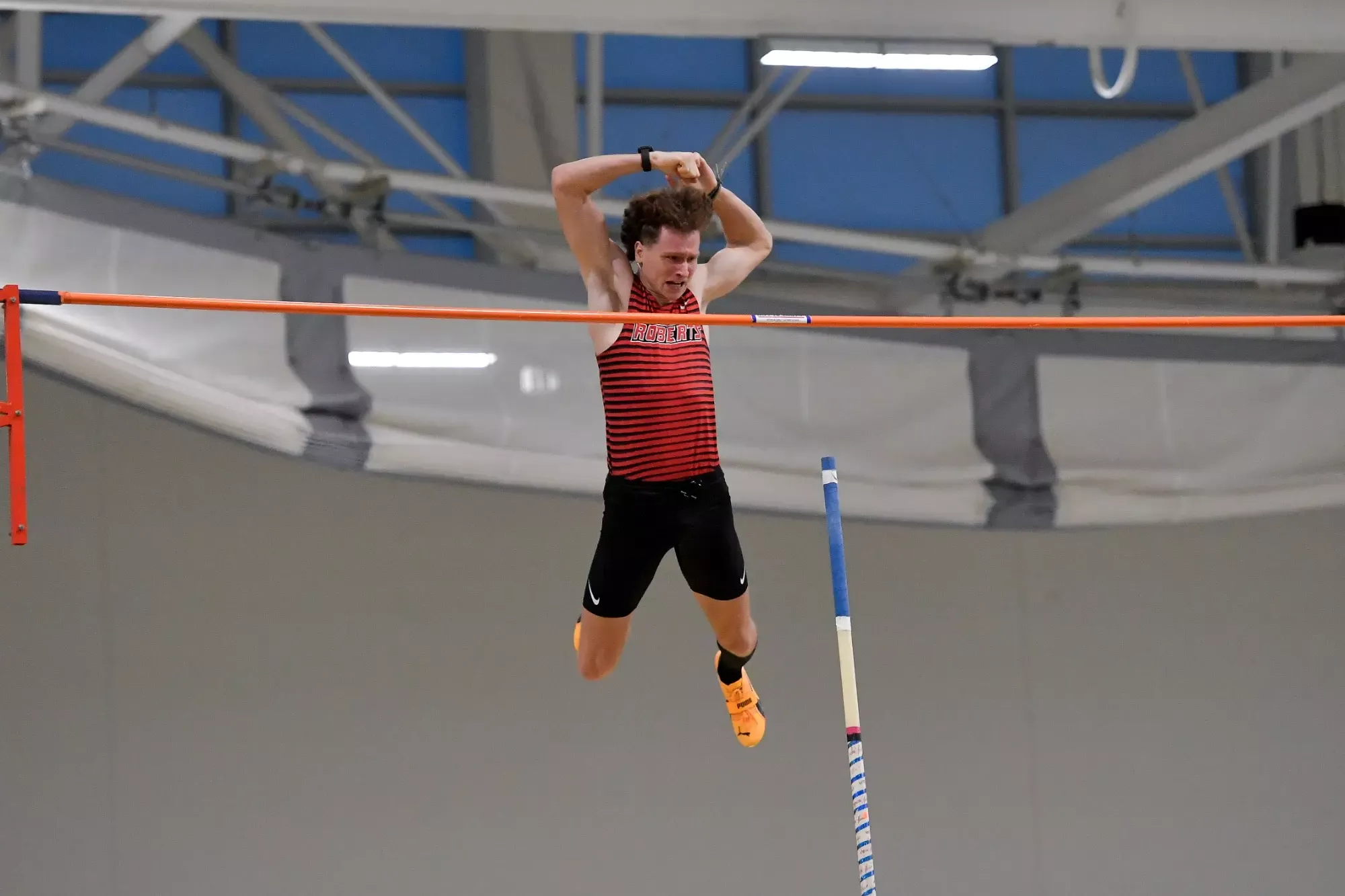 Austin Melvin competes during an NCAA college indoor track meet Saturday, Jan. 17, 2026, in Brockport, N.Y.