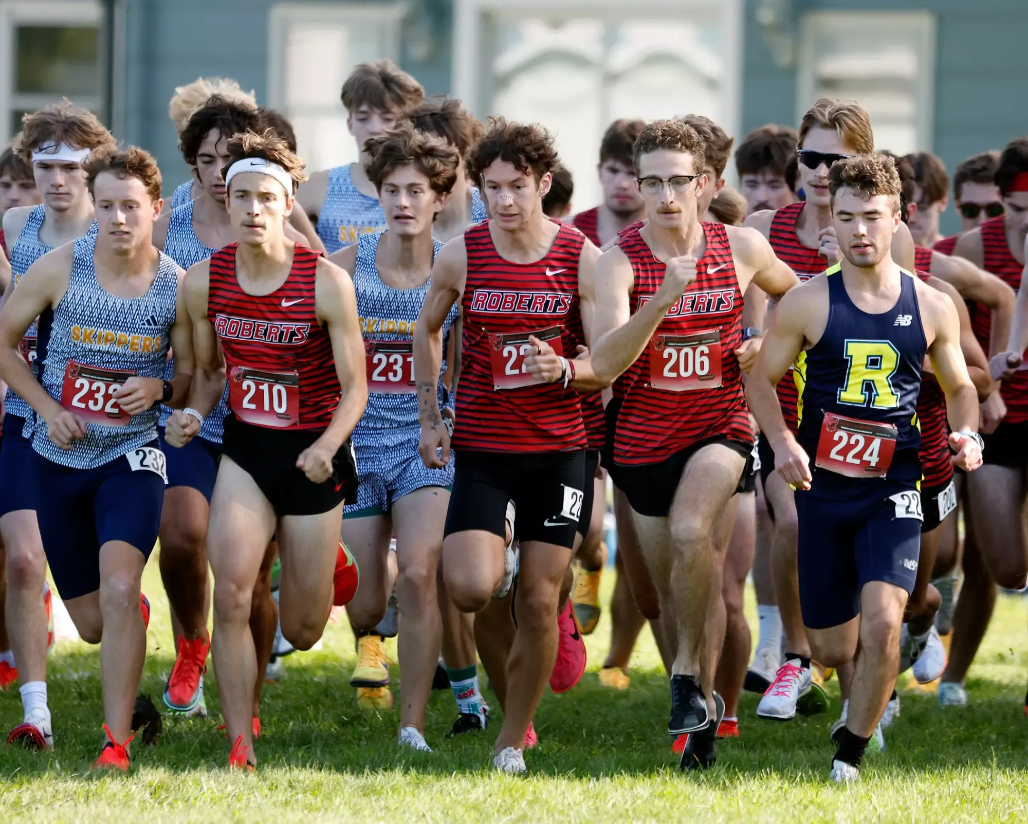 Members of the Roberts Wesleyan University men's cross country team compete at the Harry F. Anderson Invitational on Sept. 26, 2026. 