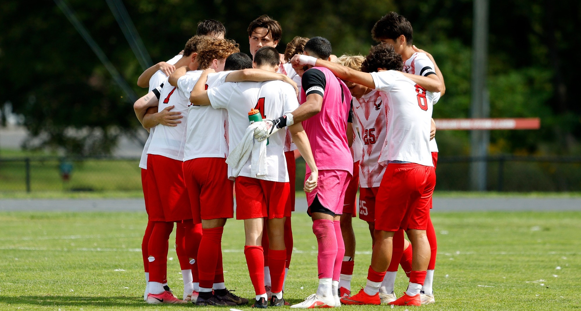 Men's Soccer Team Huddle 2026
