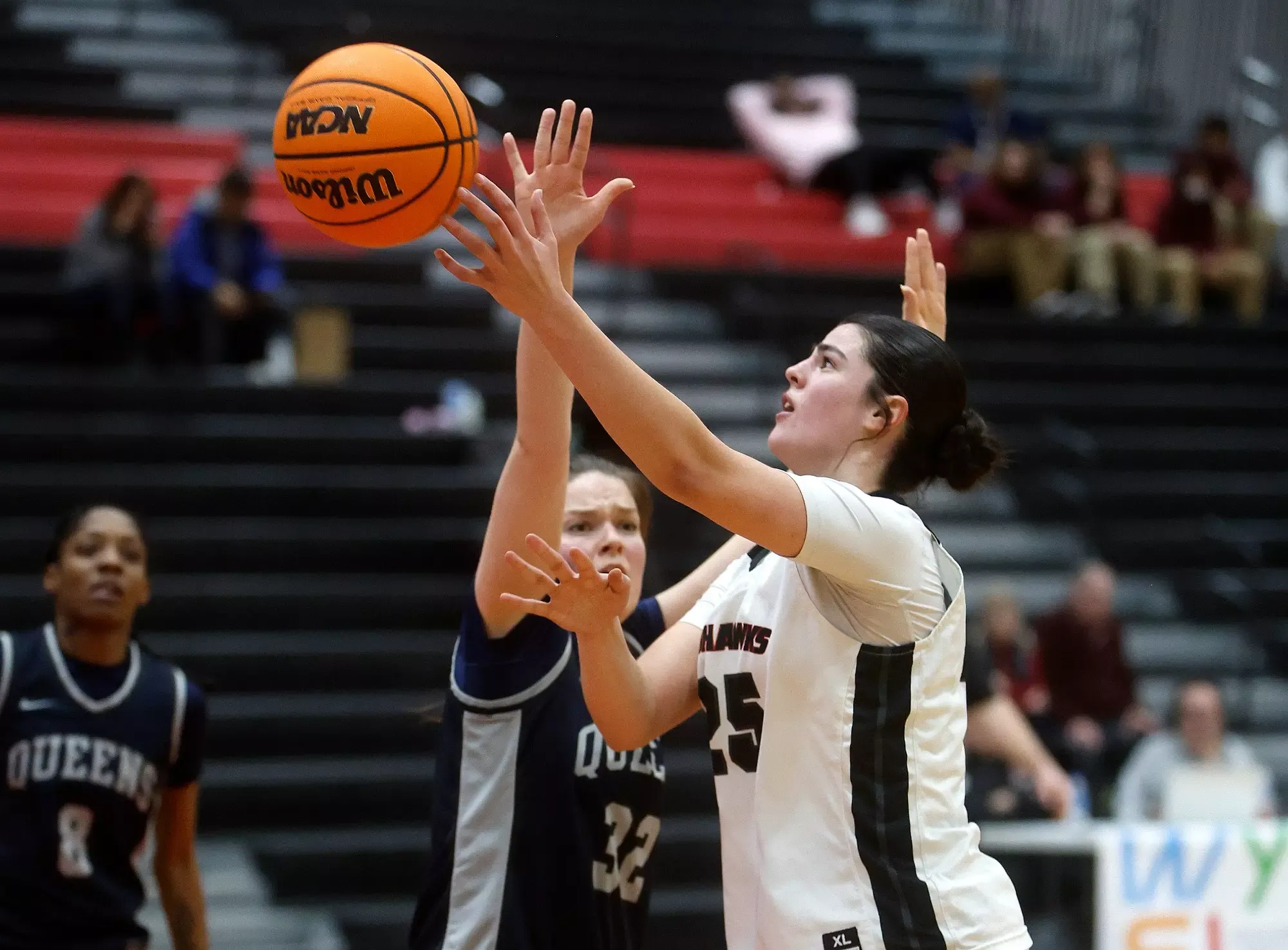Cristina Gonzalez-Simarro Rubio takes a shot against Queens College on Feb. 15, 2026.