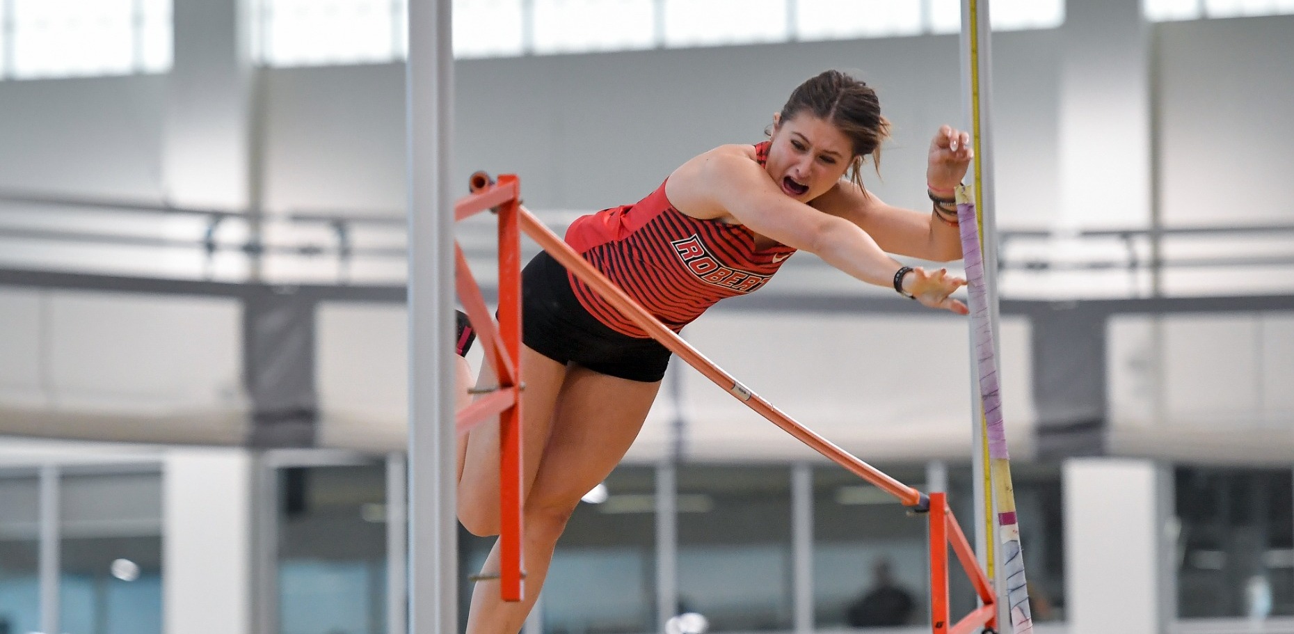 Kennedy Benjamins competes during an NCAA college indoor track meet Saturday, Jan. 17, 2026, in Brockport, N.Y.
