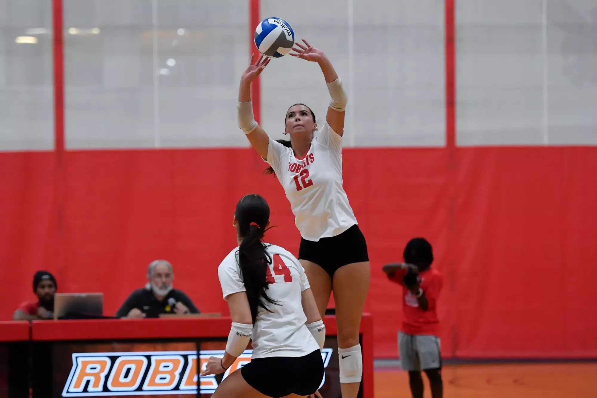 Roberts Wesleyan's Ryan Hull plays during an NCAA college volleyball game against Lock Haven University, Friday, Sept. 4, 2026 in Rochester, N.Y.