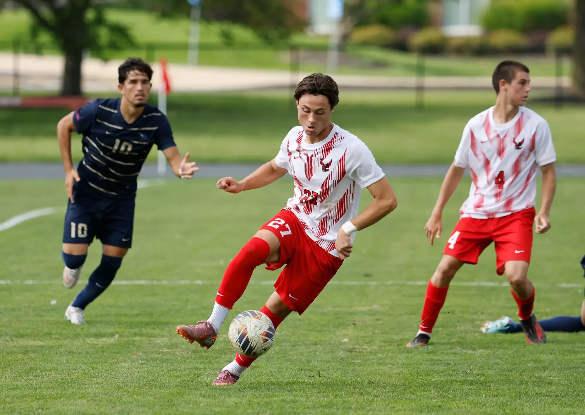Ewan O'Dwyer Hall plays against Goldey-Beacom College on Sept. 12, 2026. 