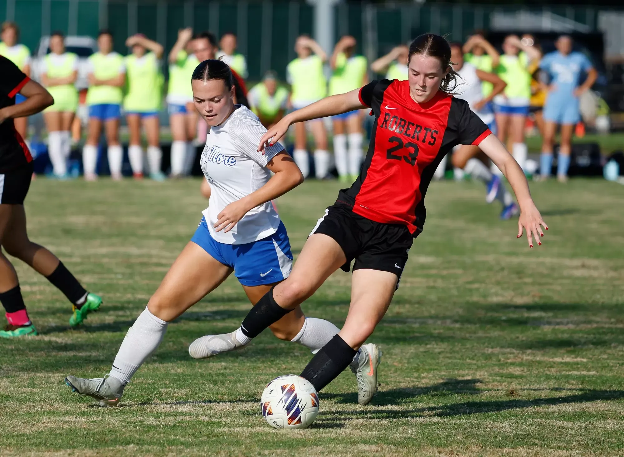 Jenna Northup works her way free against Thomas More University on Aug. 27, 2026. 