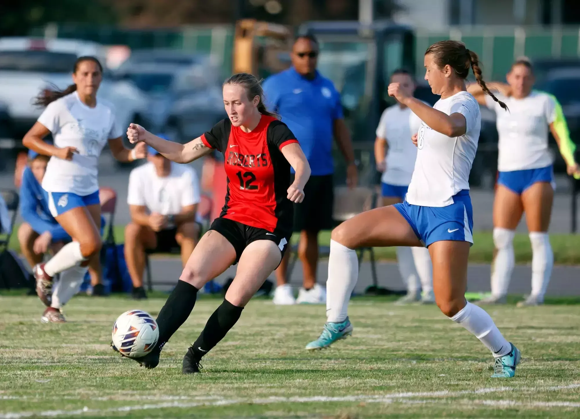 Kaidyn Thompson in action against Thomas More University on Aug. 27, 2026. 