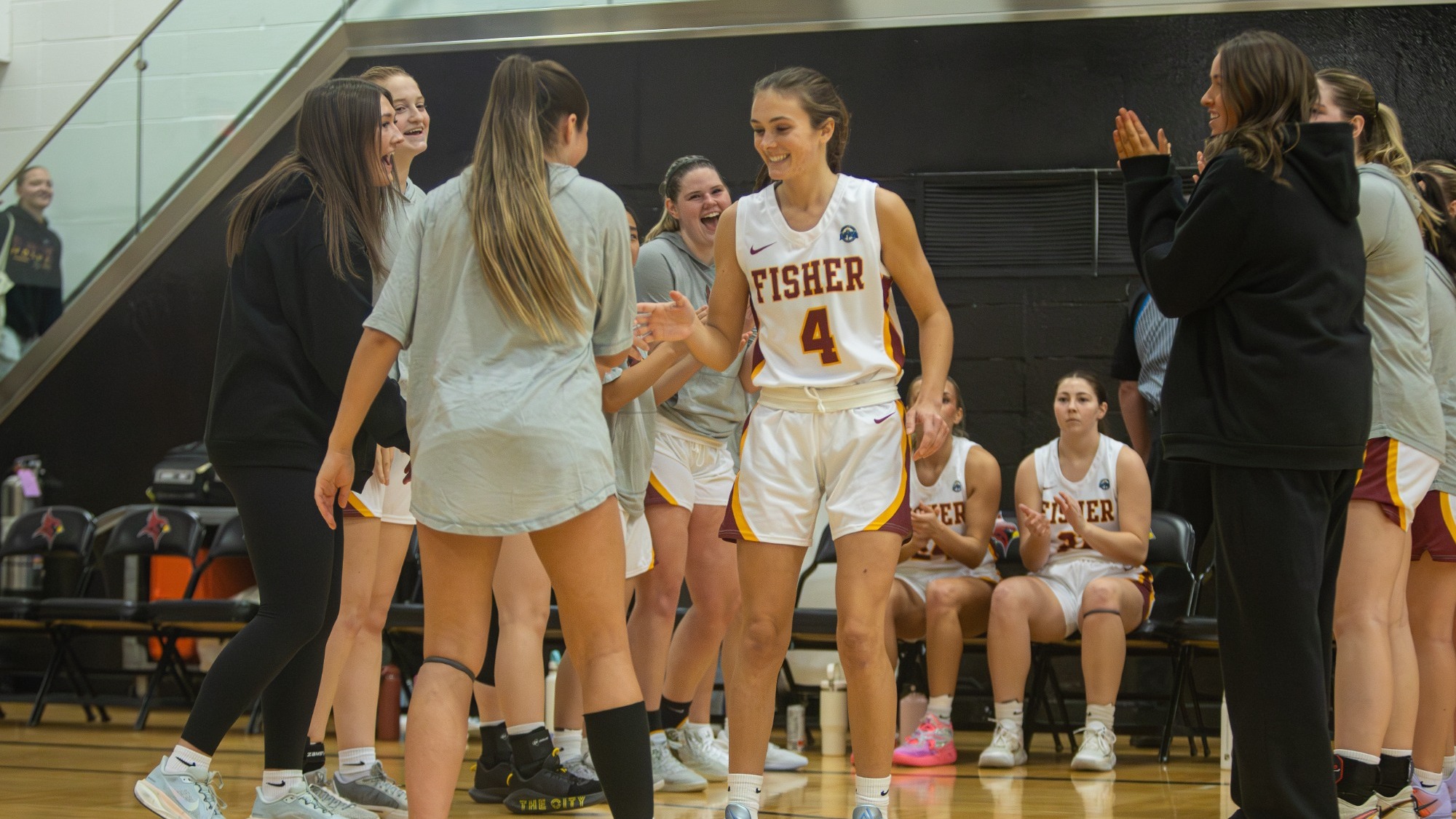 Brunner runs out during starting lineup announcements on Nov. 11 against ithaca college 