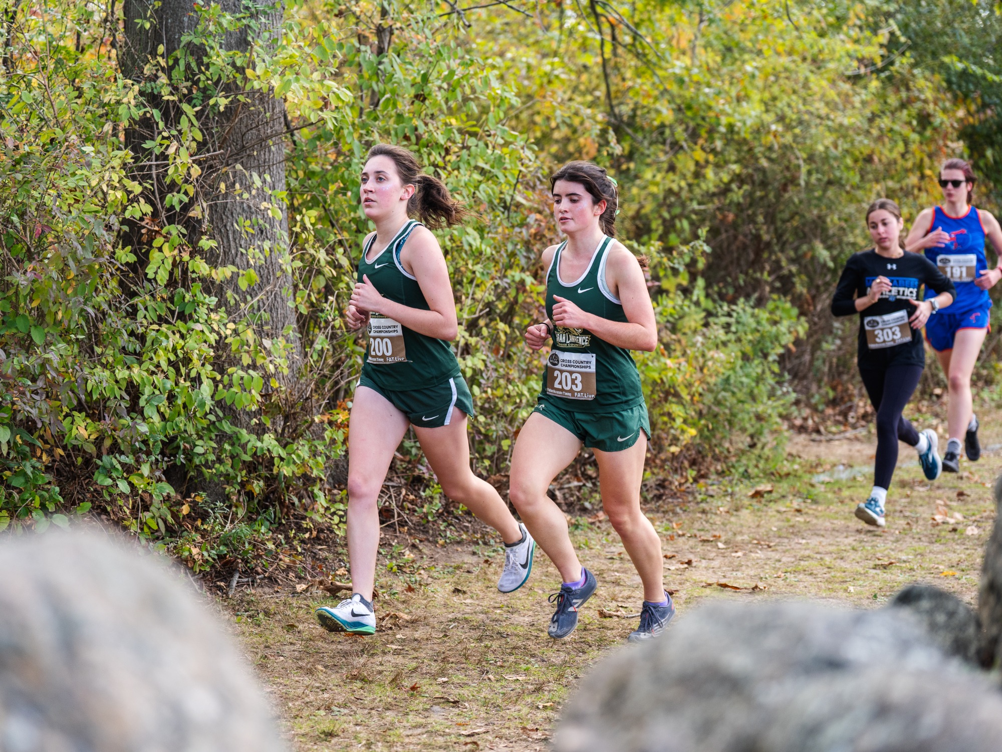 Whitney Hall (left) and Caitlin McCabe (right) on the course at Purchase College