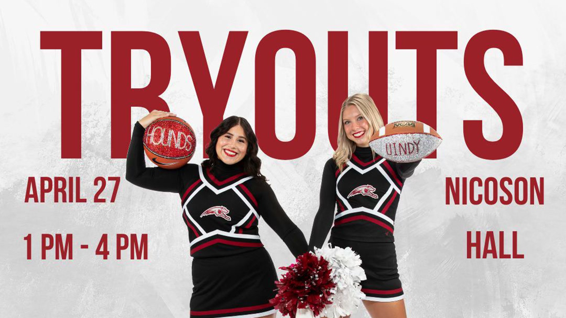 UIndy Cheer tryouts graphic