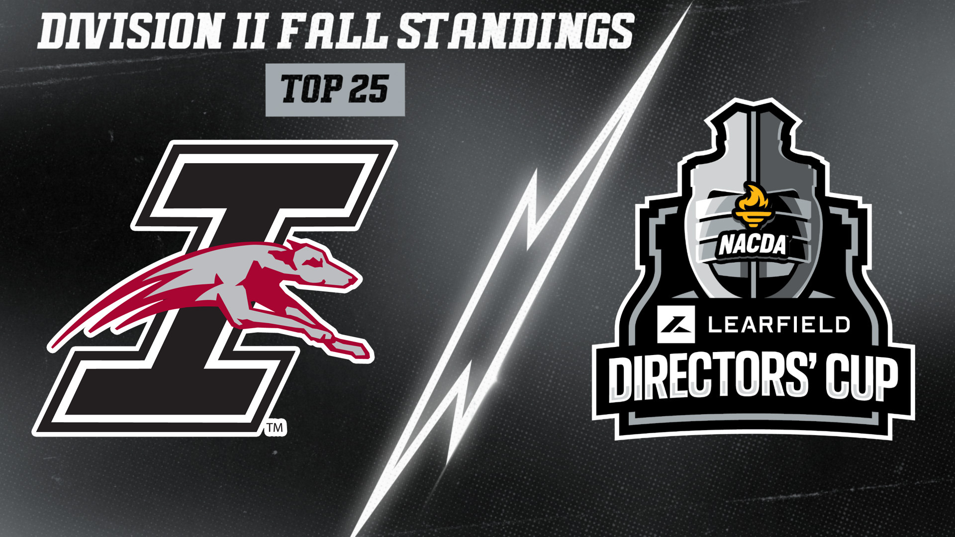 Division II Fall Standings Top 25. The Learfield Directors' Cup logo on the right, UIndy Athletics logo on the right.
