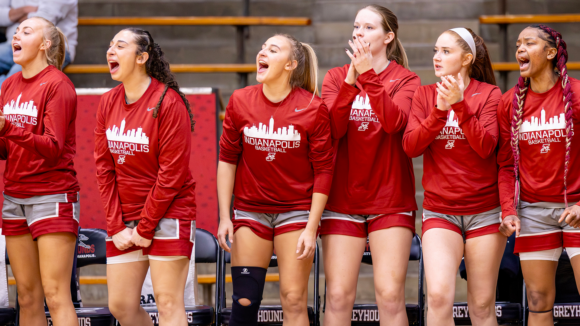 WBB Bench Celebrating