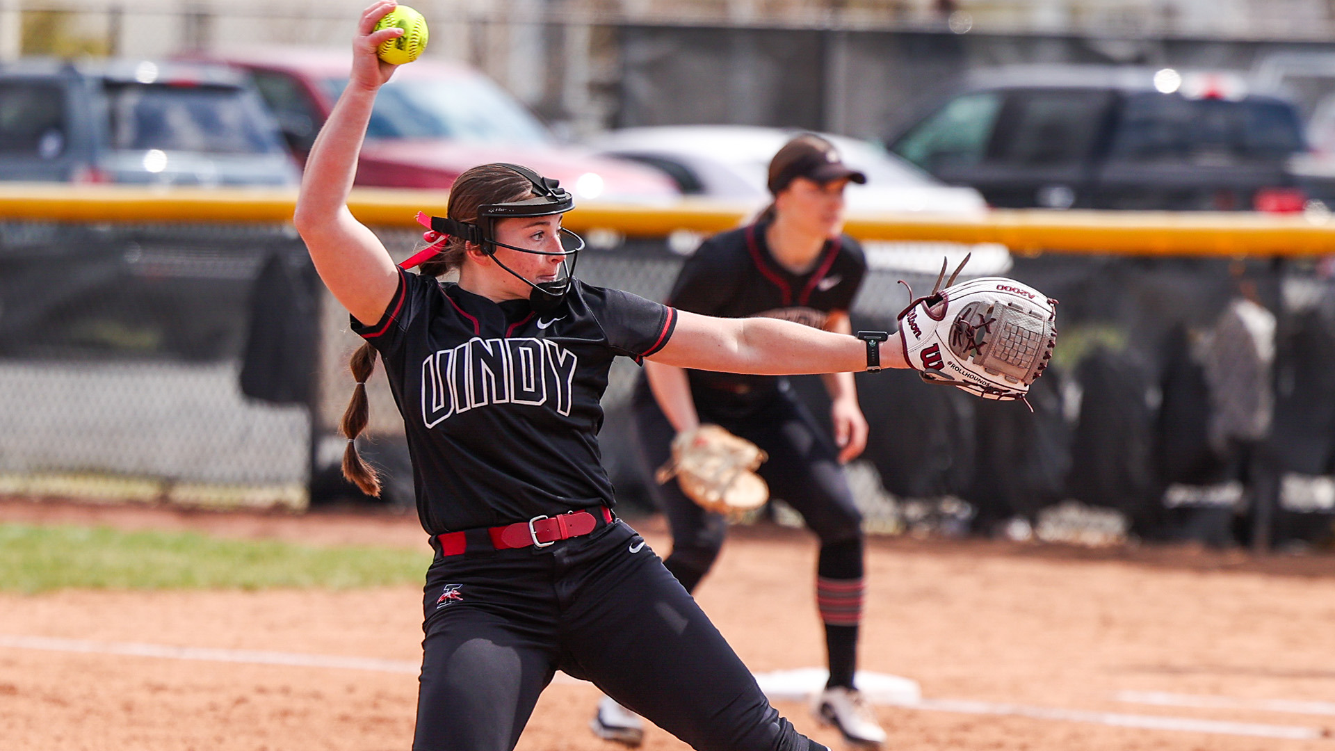 Freshman Cheyenne Eads delivers a pitch.