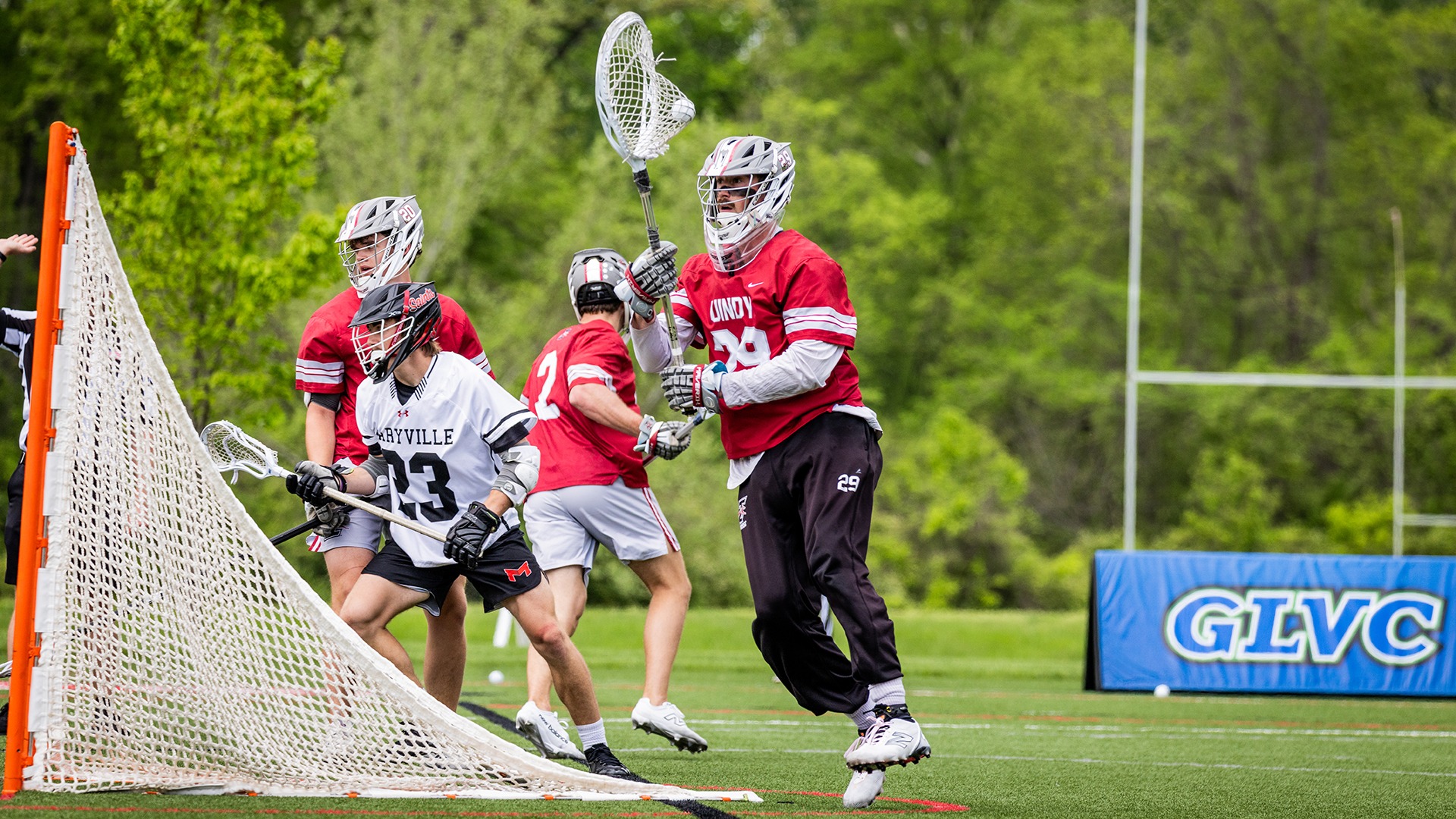 AJ Preachuk makes a save and looks for a teammate to begin the clear.