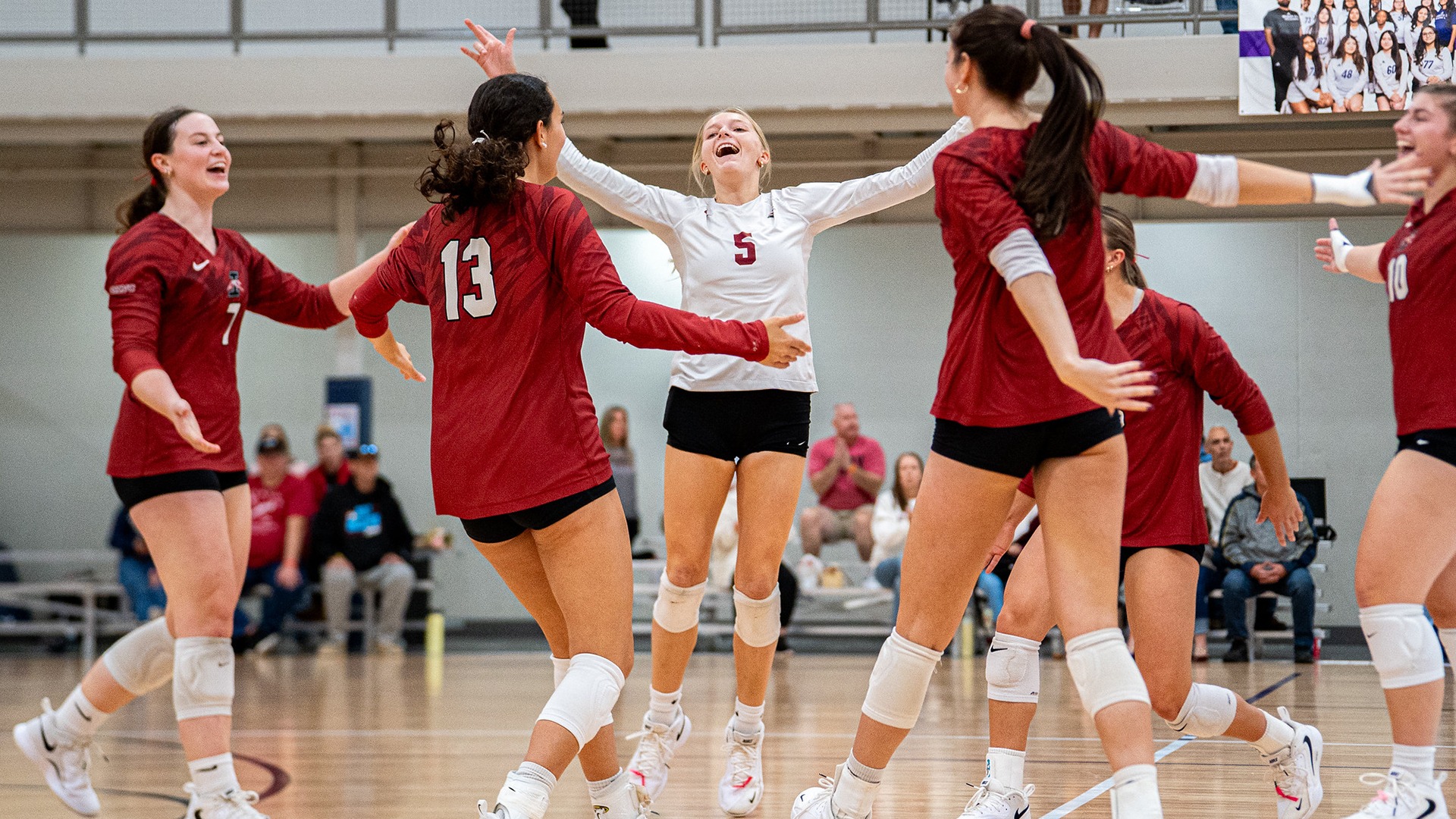 Volleyball celebrates a point 