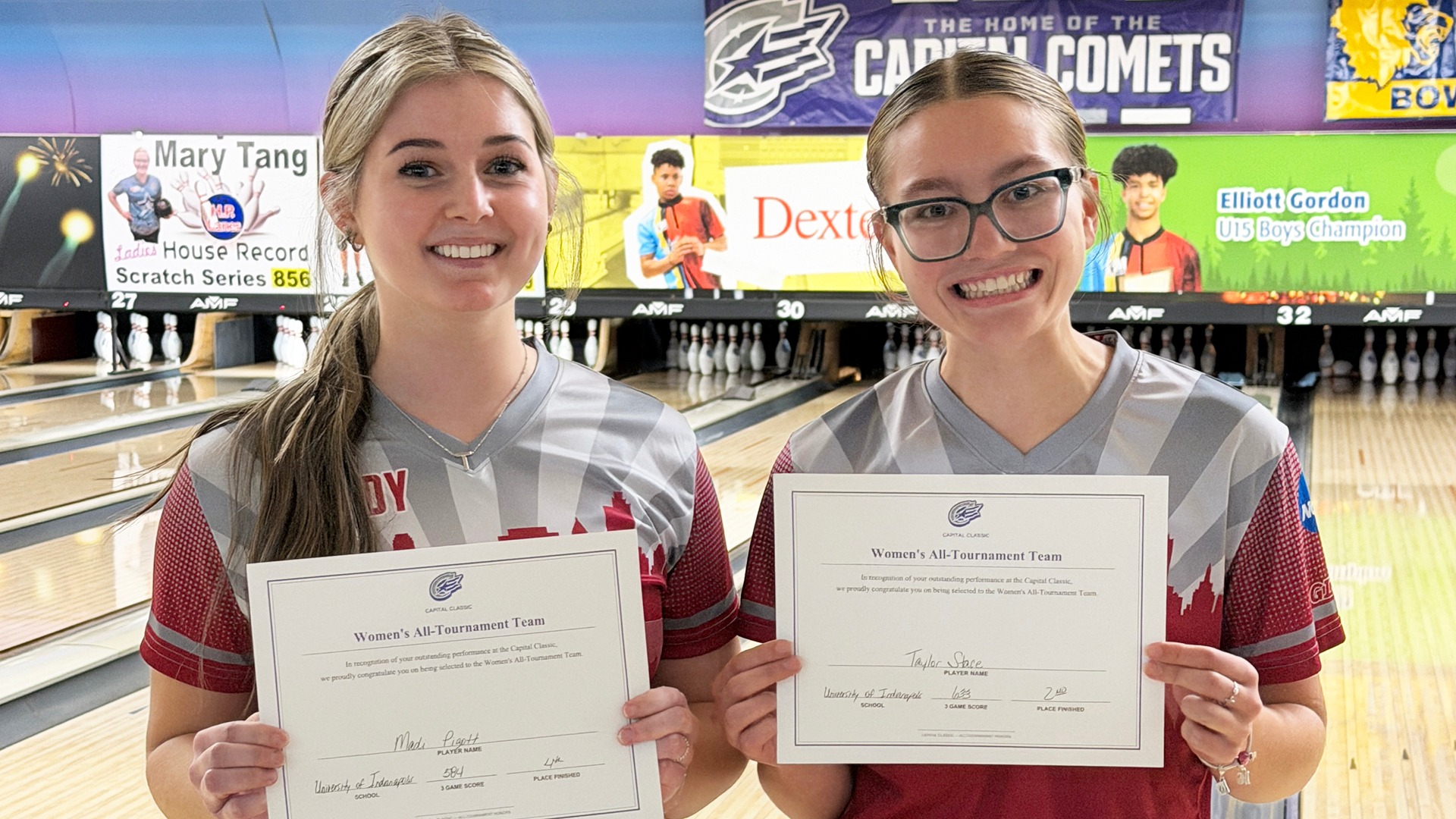 Pigott and Stace with their all-tournament team certificates