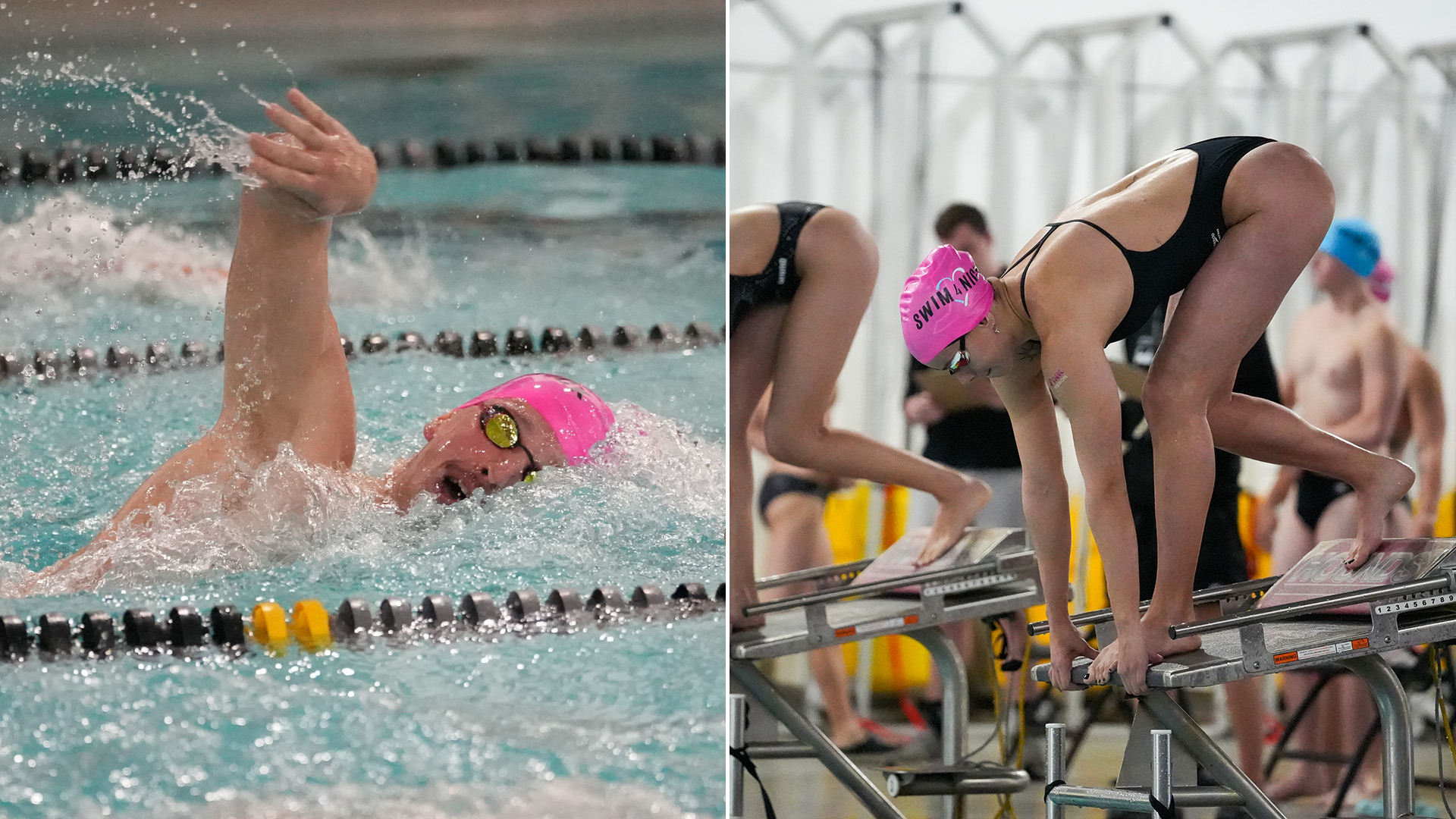 UIndy swimming student-athletes Levente Deak and Caterina Radwan Dana.