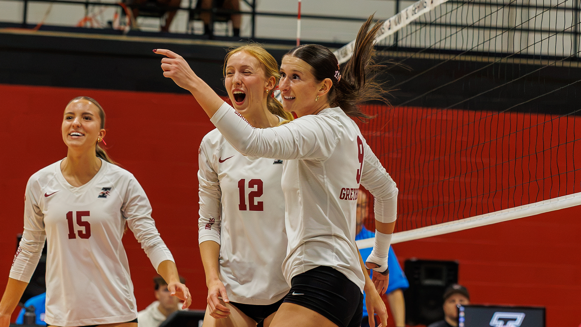 Maddie Lynch celebrates a point against Maryville