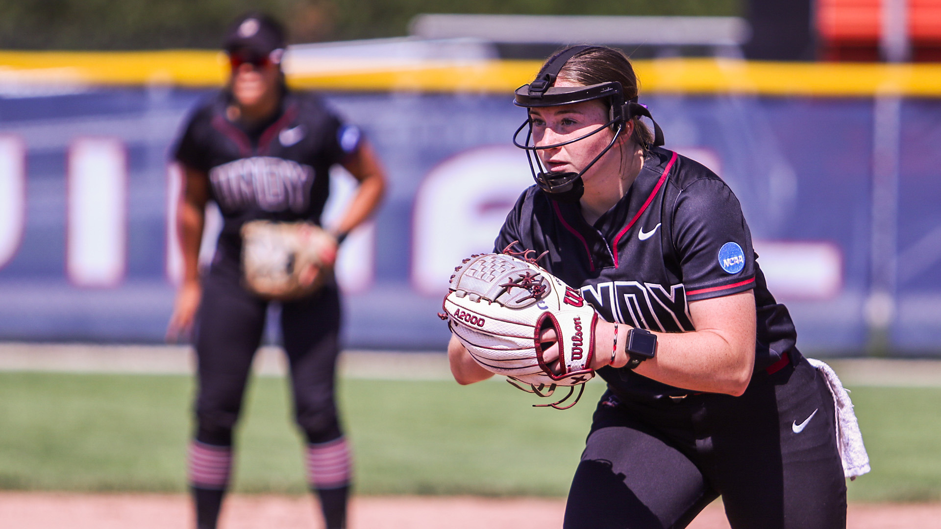 Cheyenne Eads prepares to deliver a pitch.