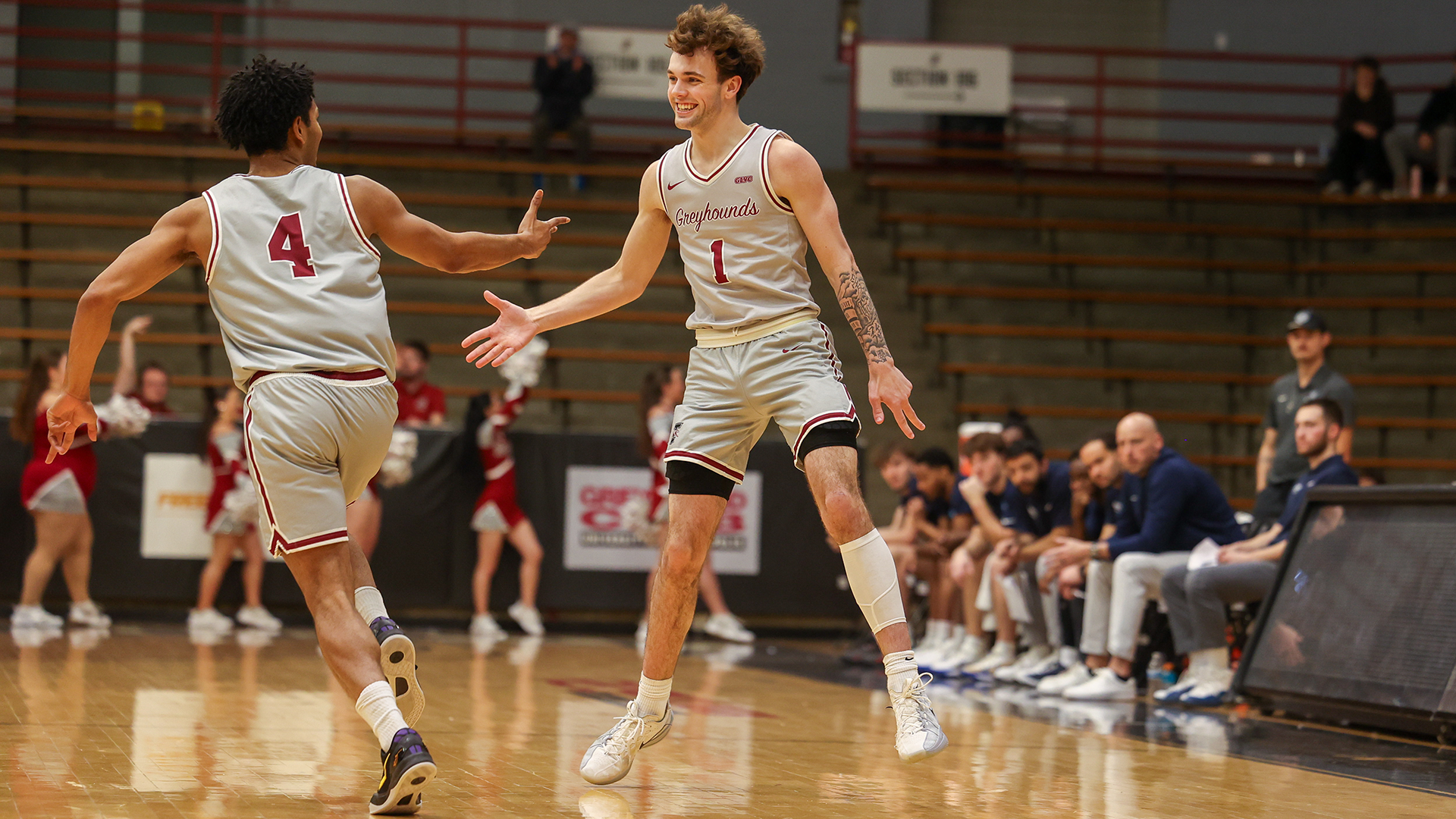 Parrish celebrates a three