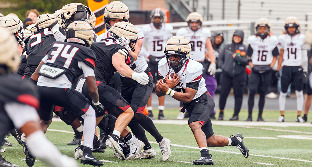 A rushing play from the UIndy football Spring Game.